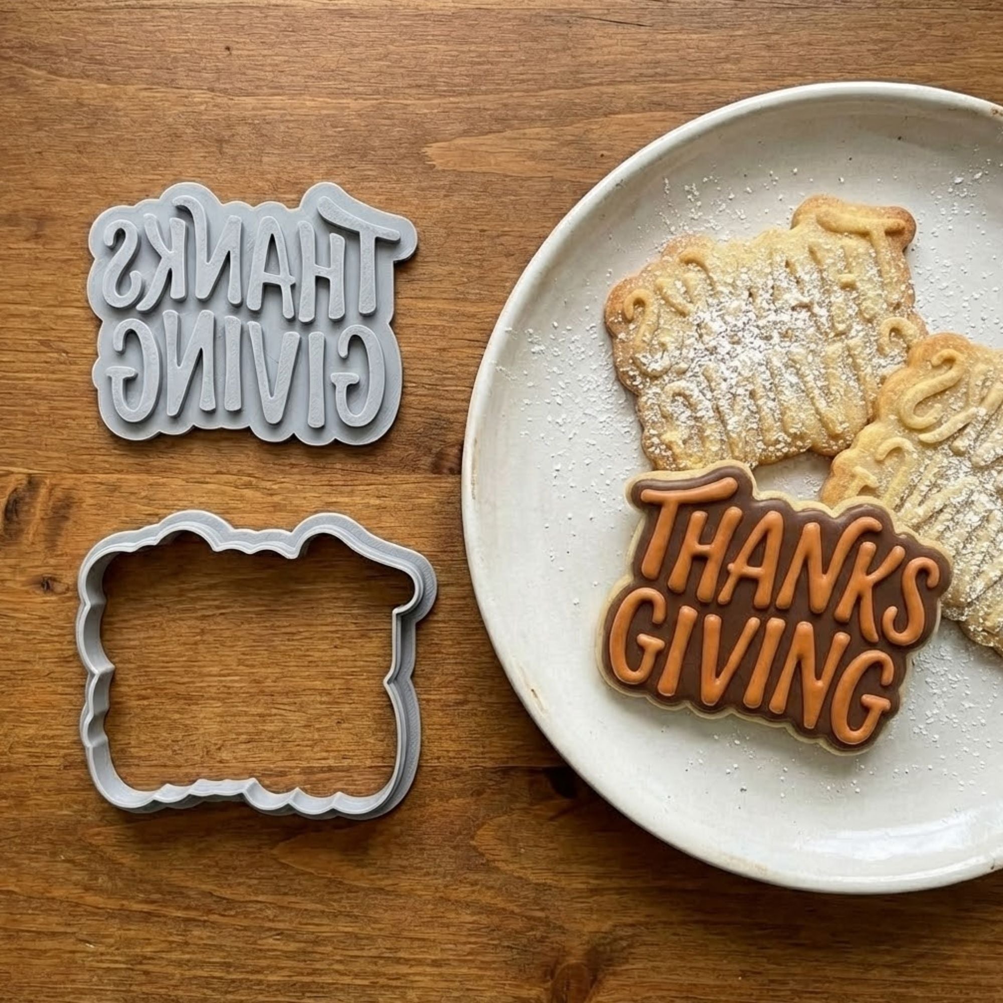 Thanksgiving Script Cookie Cutter & Stamp | Food-Grade PLA
