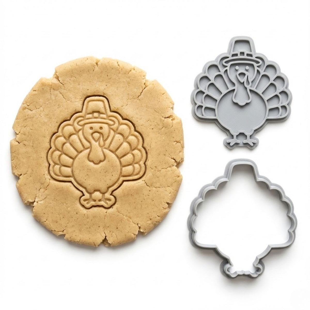 Festive Turkey with Hat Cookie Cutter & Stamp | Food-Grade PLA