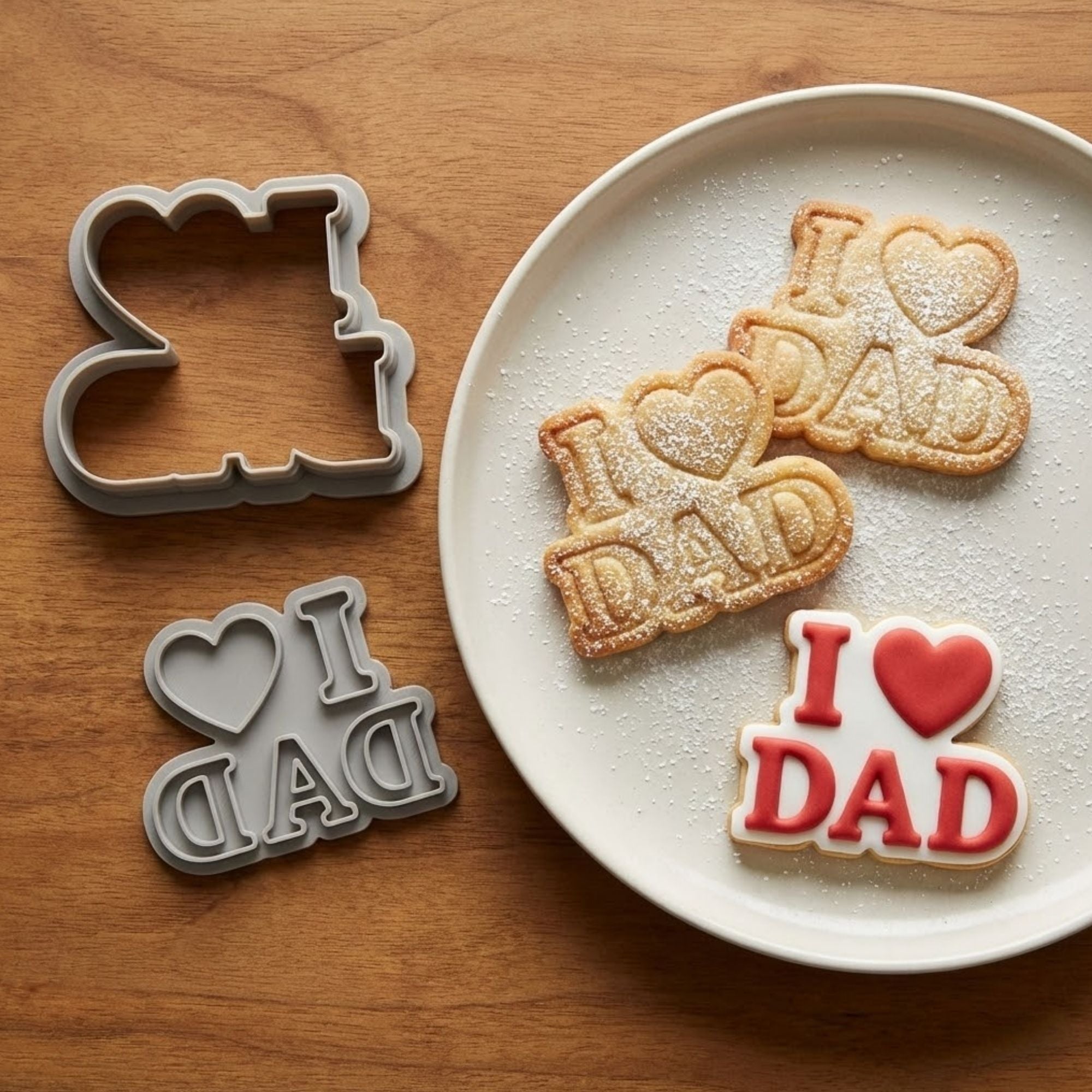 I Love Dad Cookie Cutter & Stamp | Food-Grade PLA