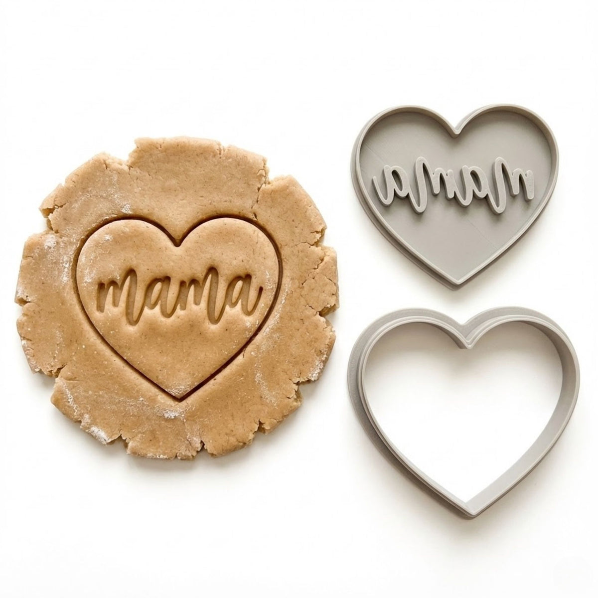 Mama Heart Cookie Cutter & Stamp | Food-Grade PLA