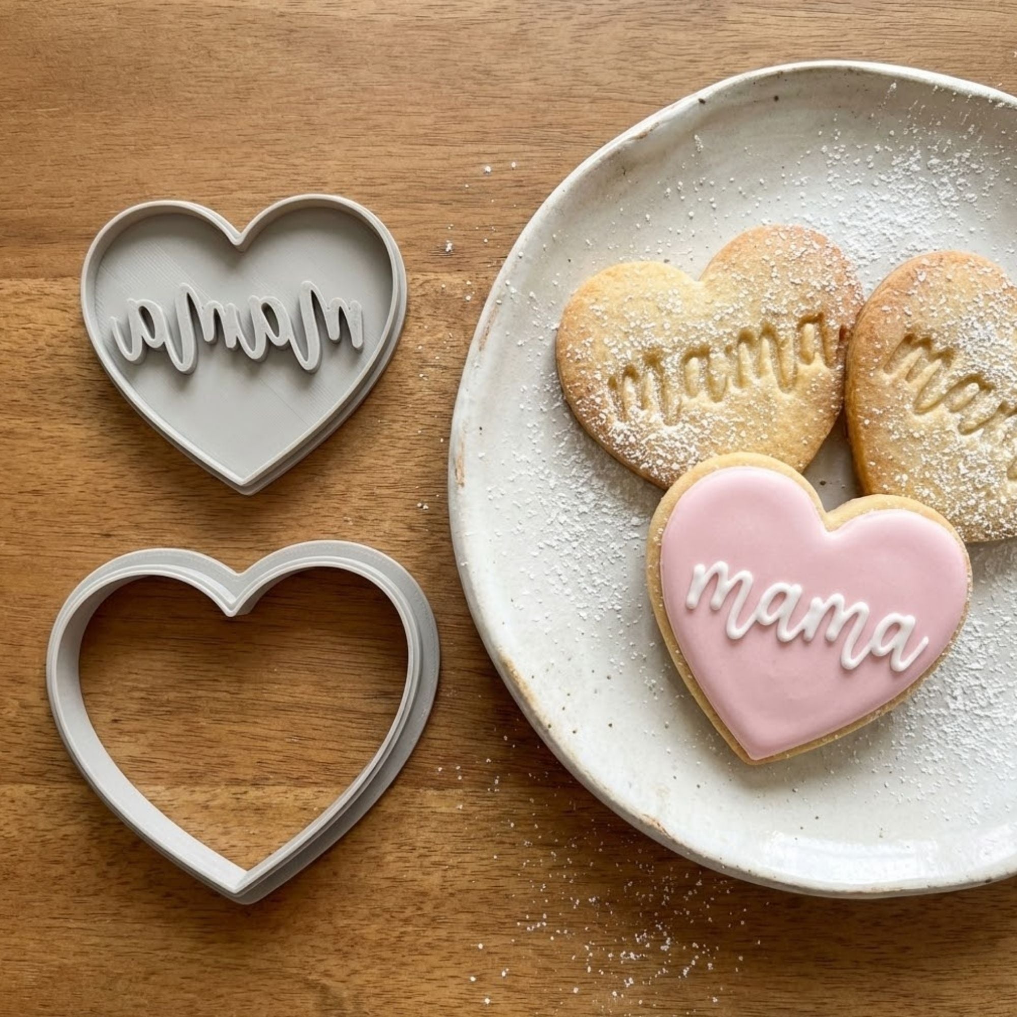 Mama Heart Cookie Cutter & Stamp | Food-Grade PLA