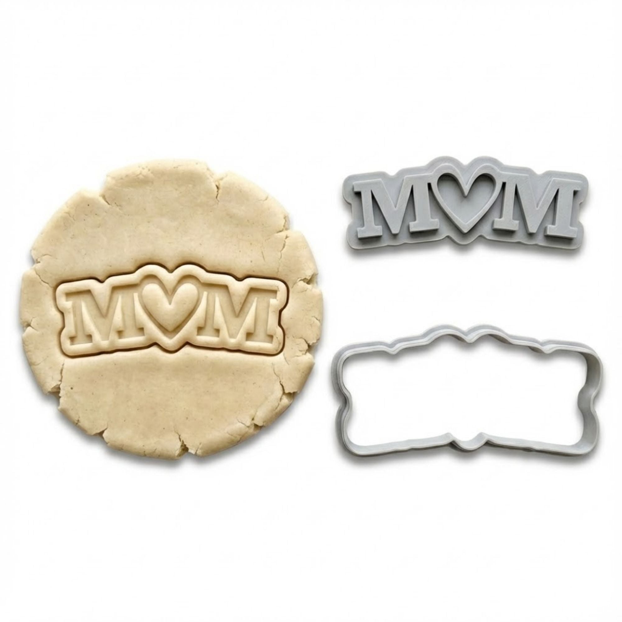 Mom Script With Heart Cookie Cutter & Stamp | Food-Grade PLA
