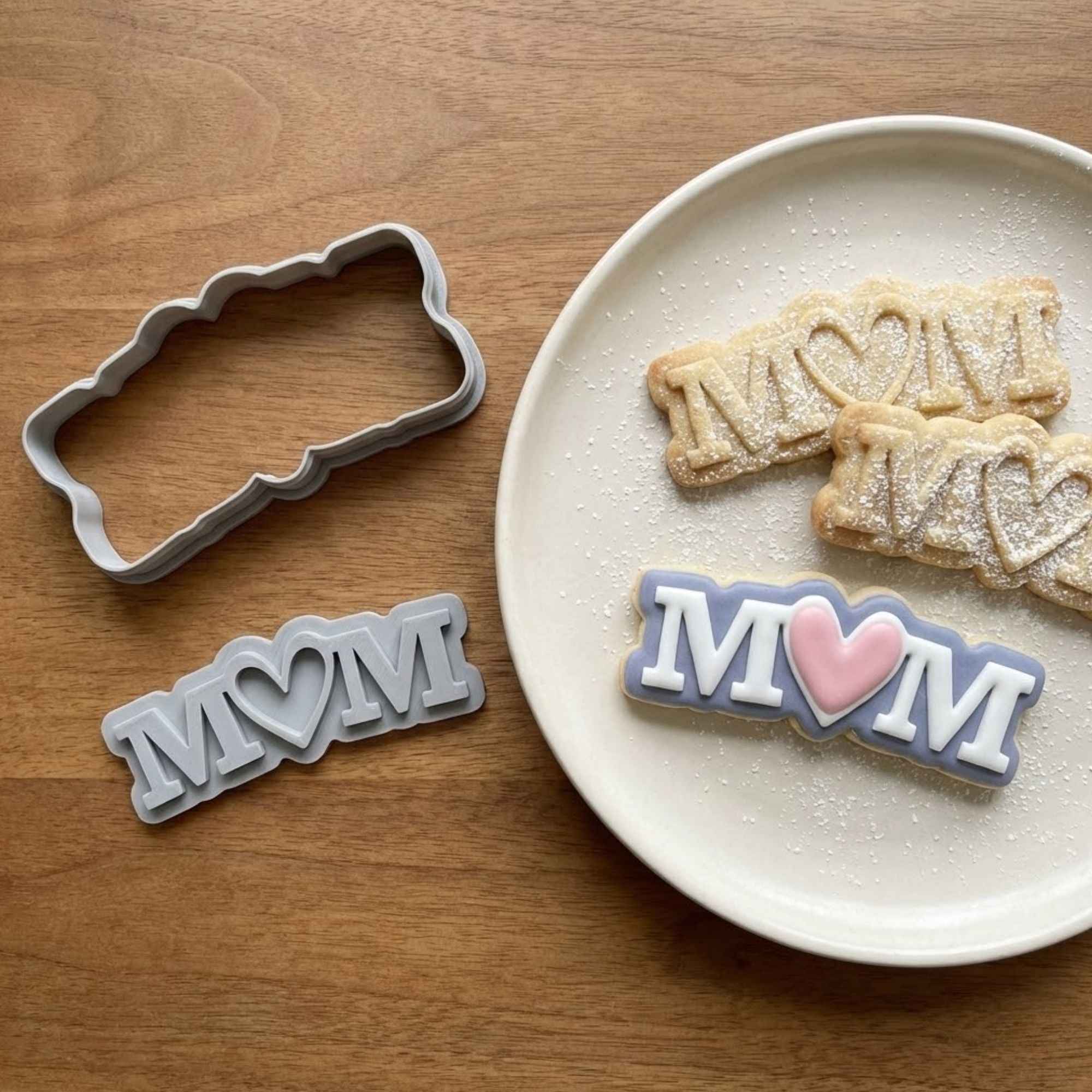 Mom Script With Heart Cookie Cutter & Stamp | Food-Grade PLA