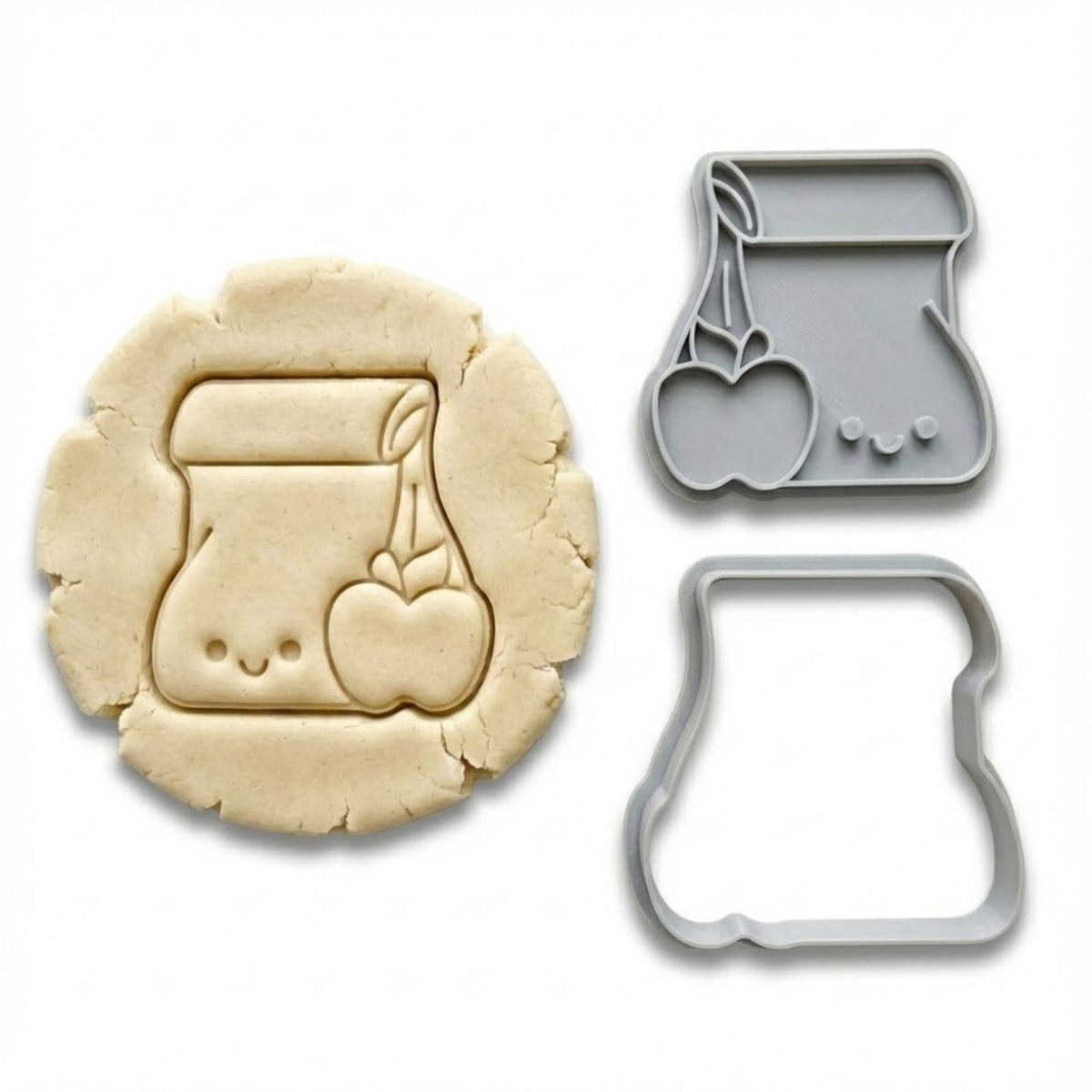 Kawaii Happy Lunch Bag & Apple Cookie Cutter & Stamp | Food-Grade PLA
