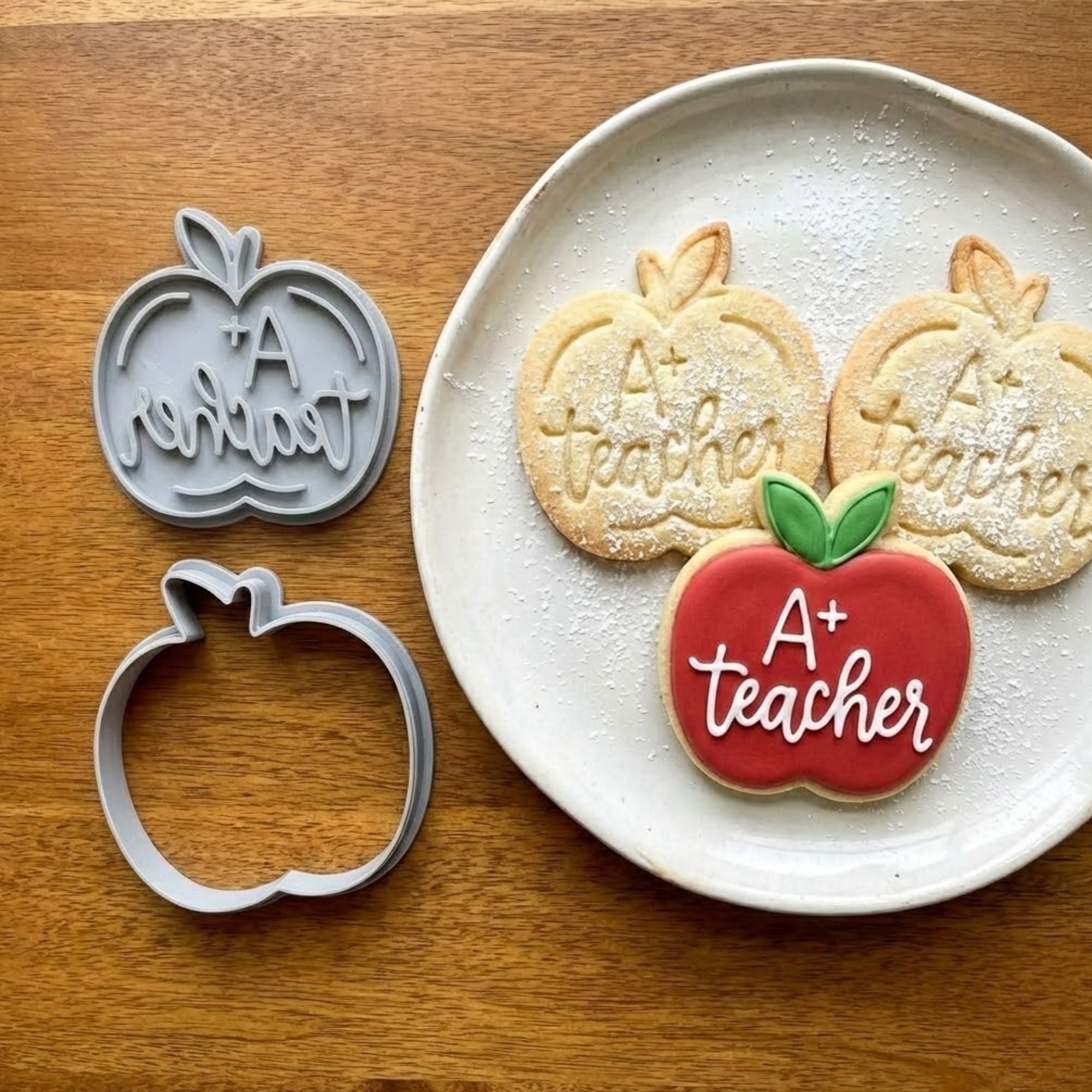 A+ Teacher Apple Cookie Cutter & Stamp | Food-Grade PLA