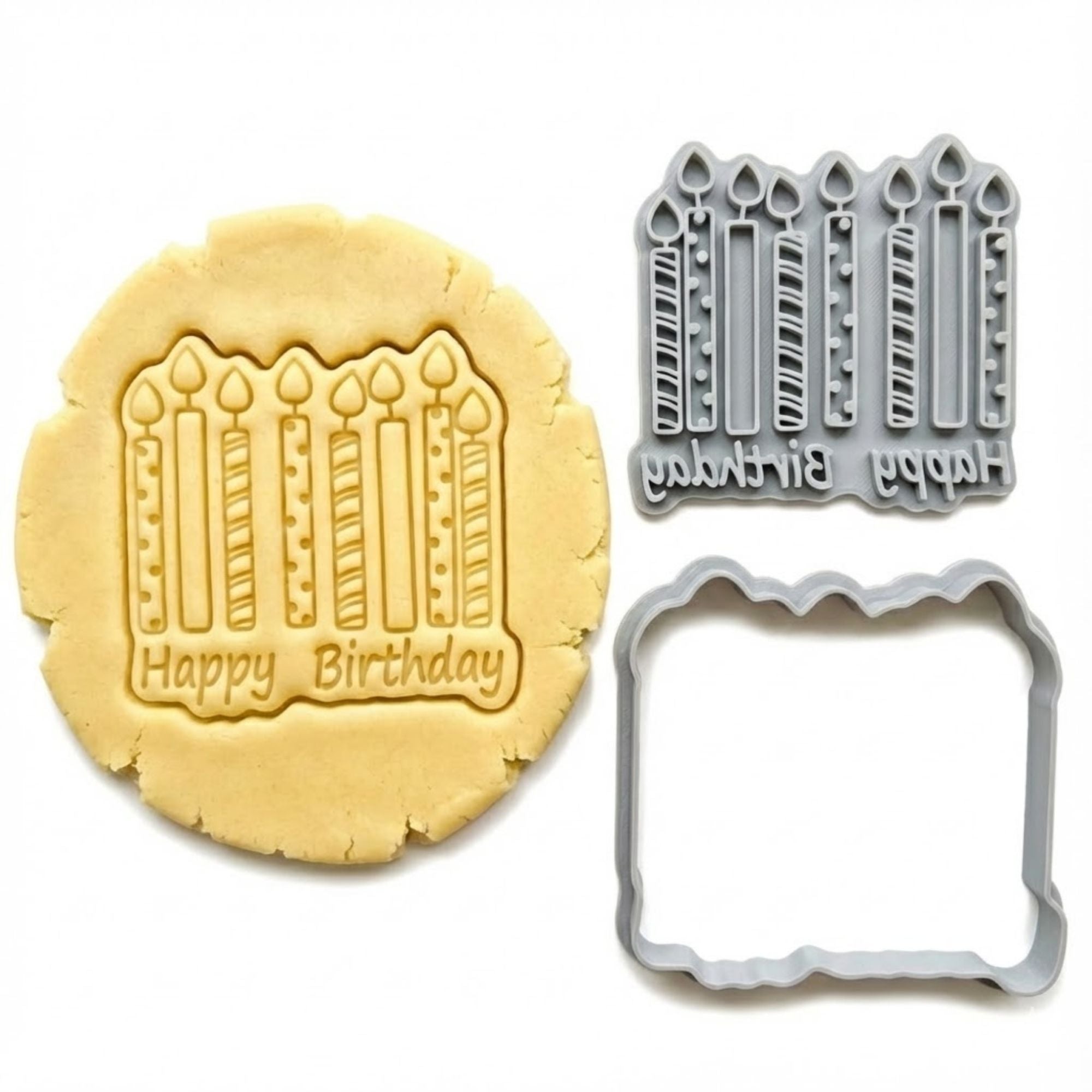 Happy Birthday Candles Cookie Cutter & Stamp | Food-Grade PLA