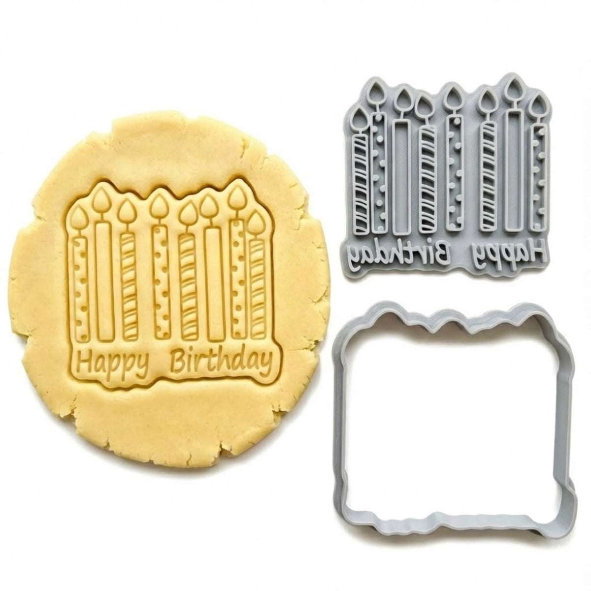 Happy Birthday Candles Cookie Cutter & Stamp | Food-Grade PLA