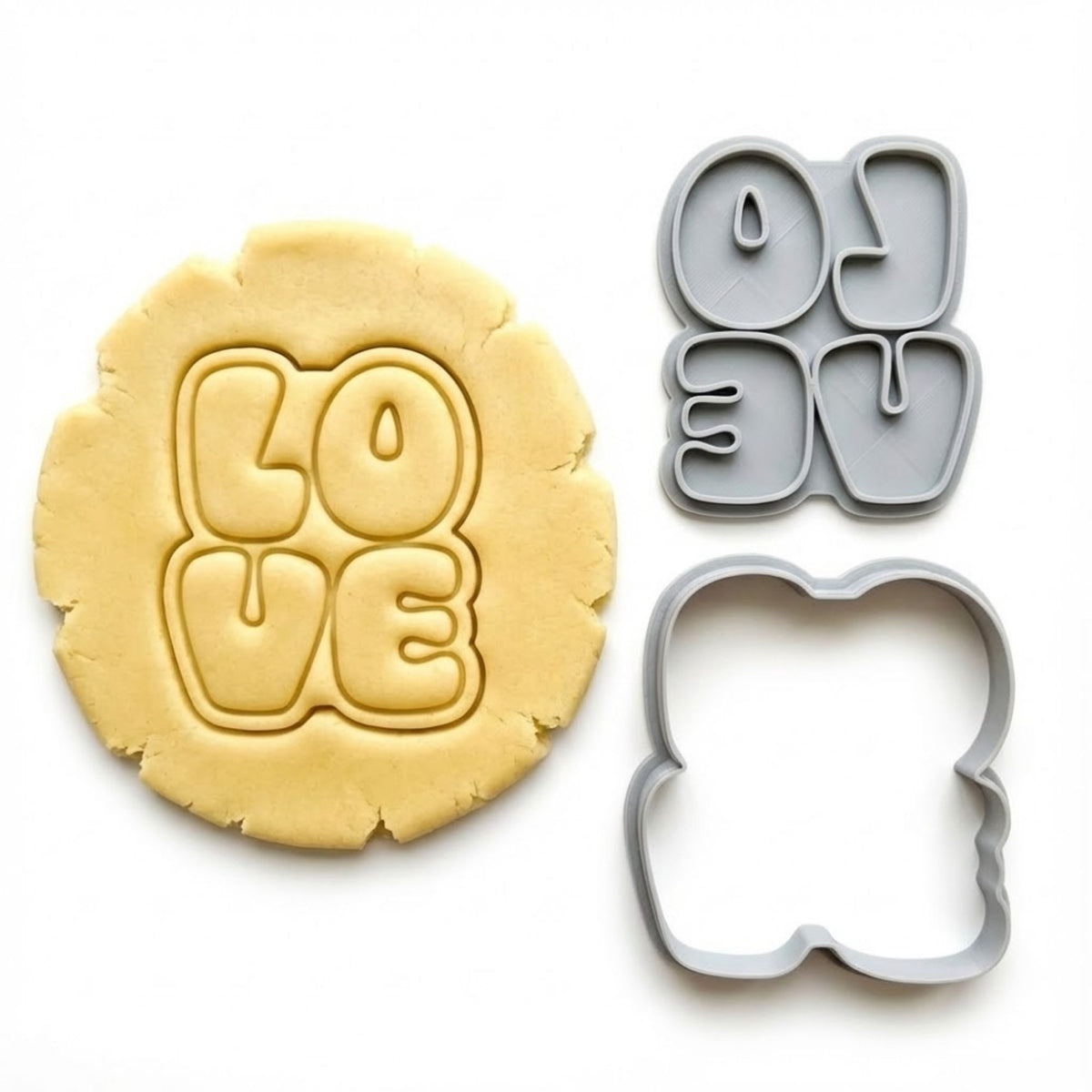 Modern Love Typography Cookie Cutter & Stamp | Food-Grade PLA