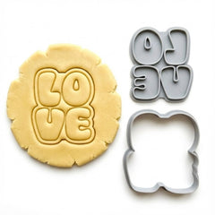 Modern Love Typography Cookie Cutter & Stamp | Food-Grade PLA
