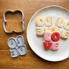 Modern Love Typography Cookie Cutter & Stamp | Food-Grade PLA