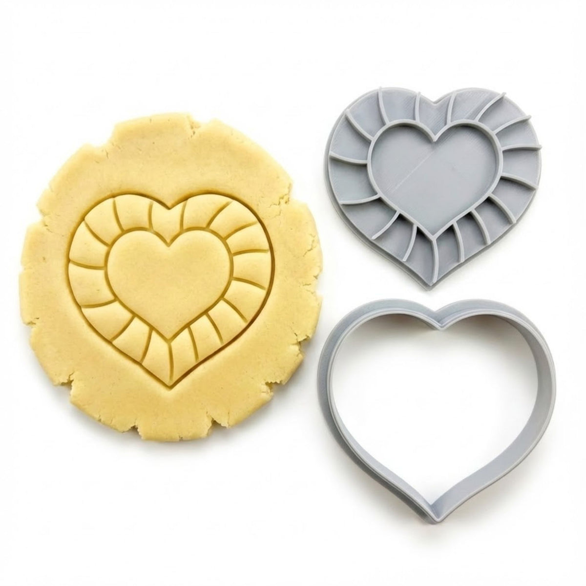 Sunbeam Decorative Heart Cookie Cutter & Stamp | Food-Grade PLA