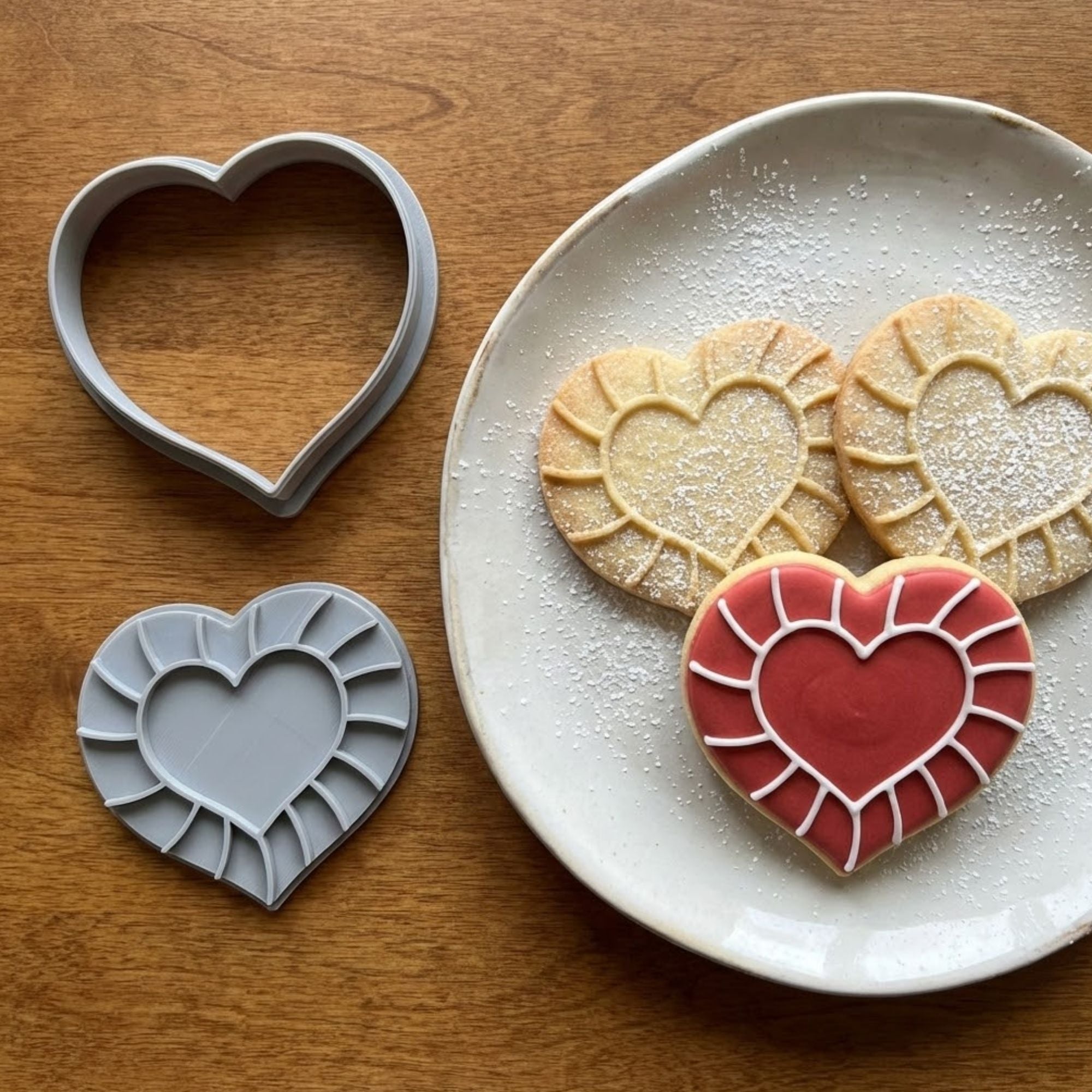 Sunbeam Decorative Heart Cookie Cutter & Stamp | Food-Grade PLA