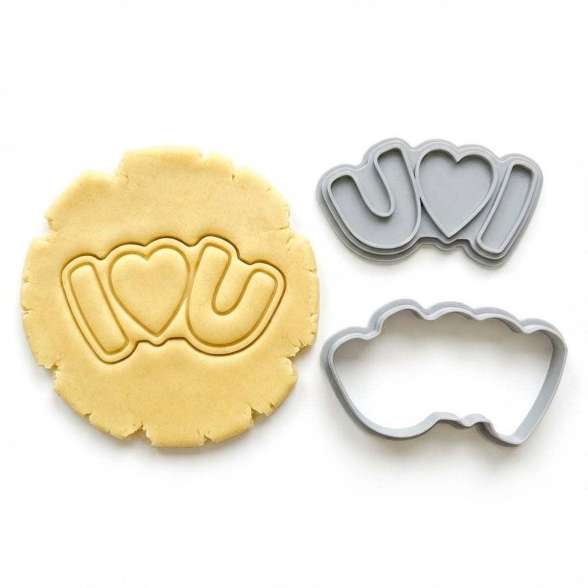 I Love U Modern Typography Cookie Cutter & Stamp | Food-Grade PLA