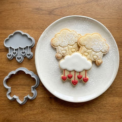 Cloud with Heart Rain Cookie Cutter & Stamp | Food-Grade PLA