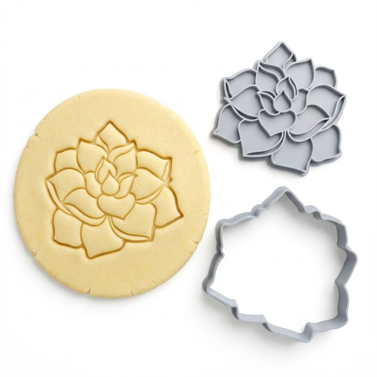 Detailed Succulent / Echeveria Cookie Cutter & Stamp | Food-Grade PLA