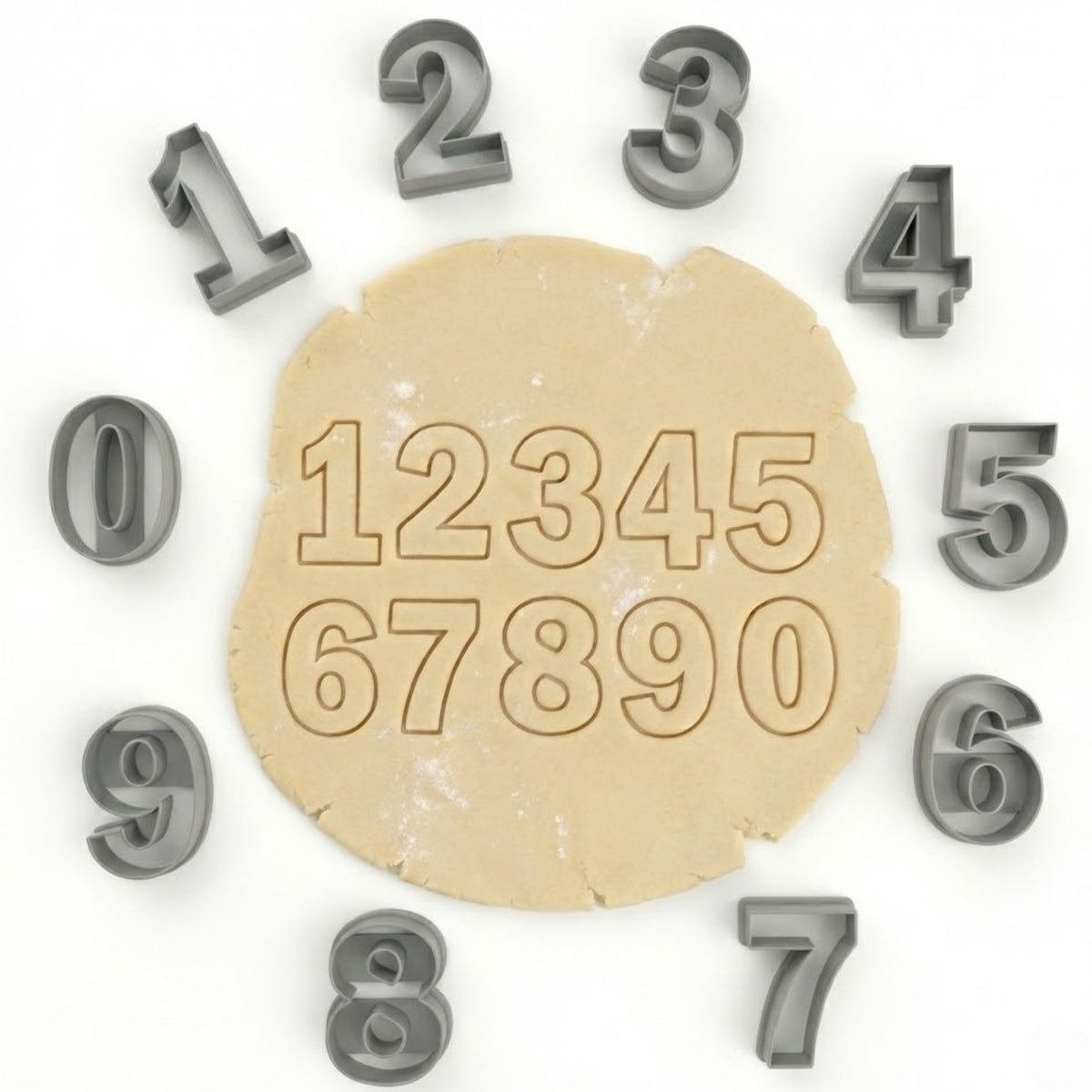 Complete Numbers Set (0-9) Cookie Cutter & Stamp Set – Food-Grade PLA