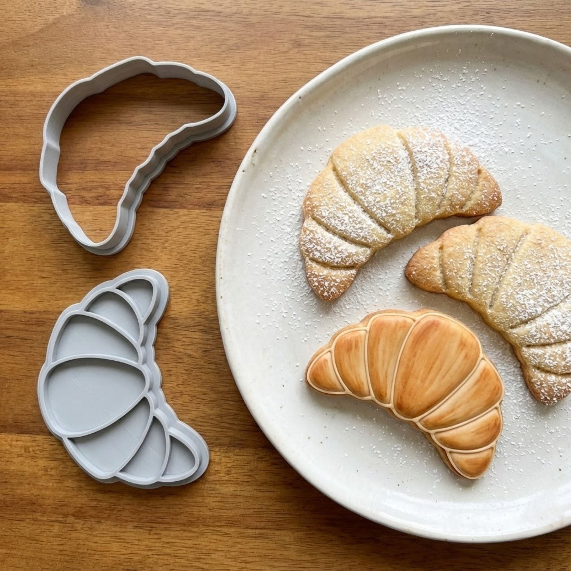French Bakery Croissant Cookie Cutter & Stamp Set | Food-Grade PLA