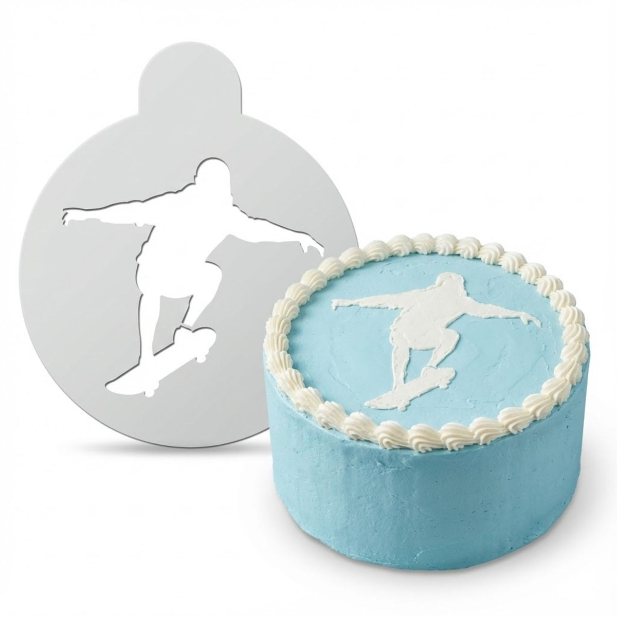 Skateboarder | Round Cake Top Stencil – Reusable Cake Decorating Stencil