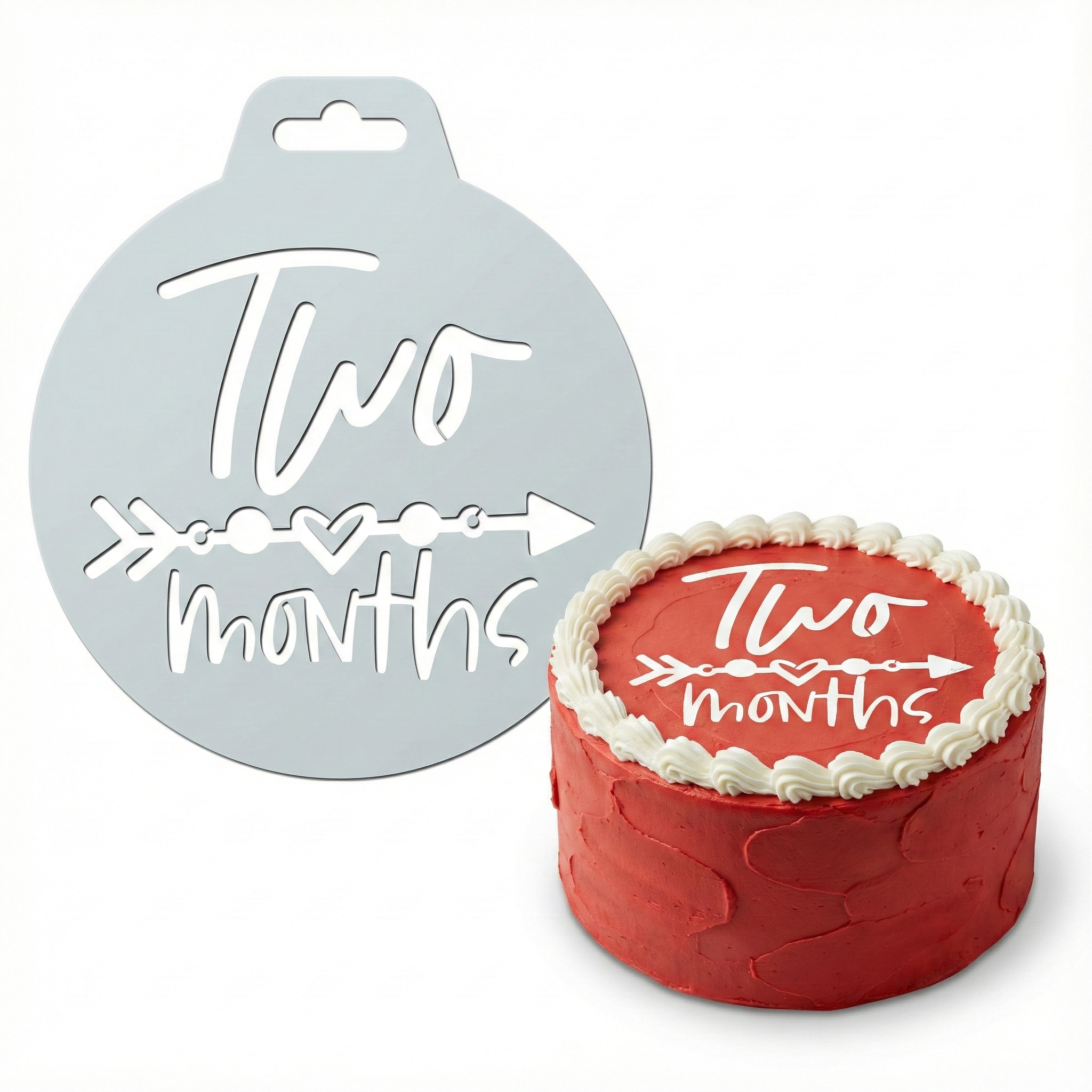 Two Months Milestone | Round Cake Top Stencil – Reusable Cake Decorating Stencil