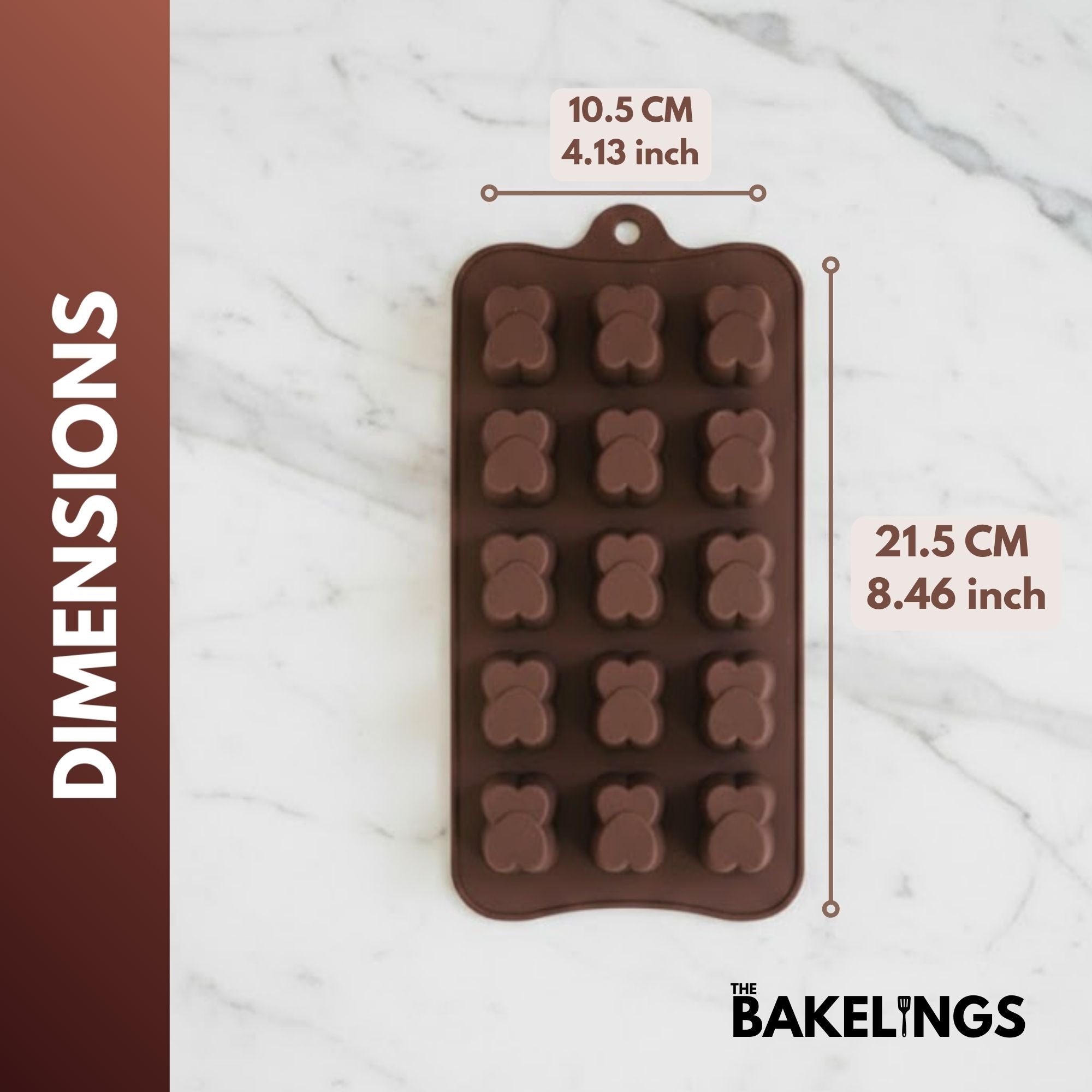 15-Cavity Two Hearts Shape Silicone Chocolate Mold