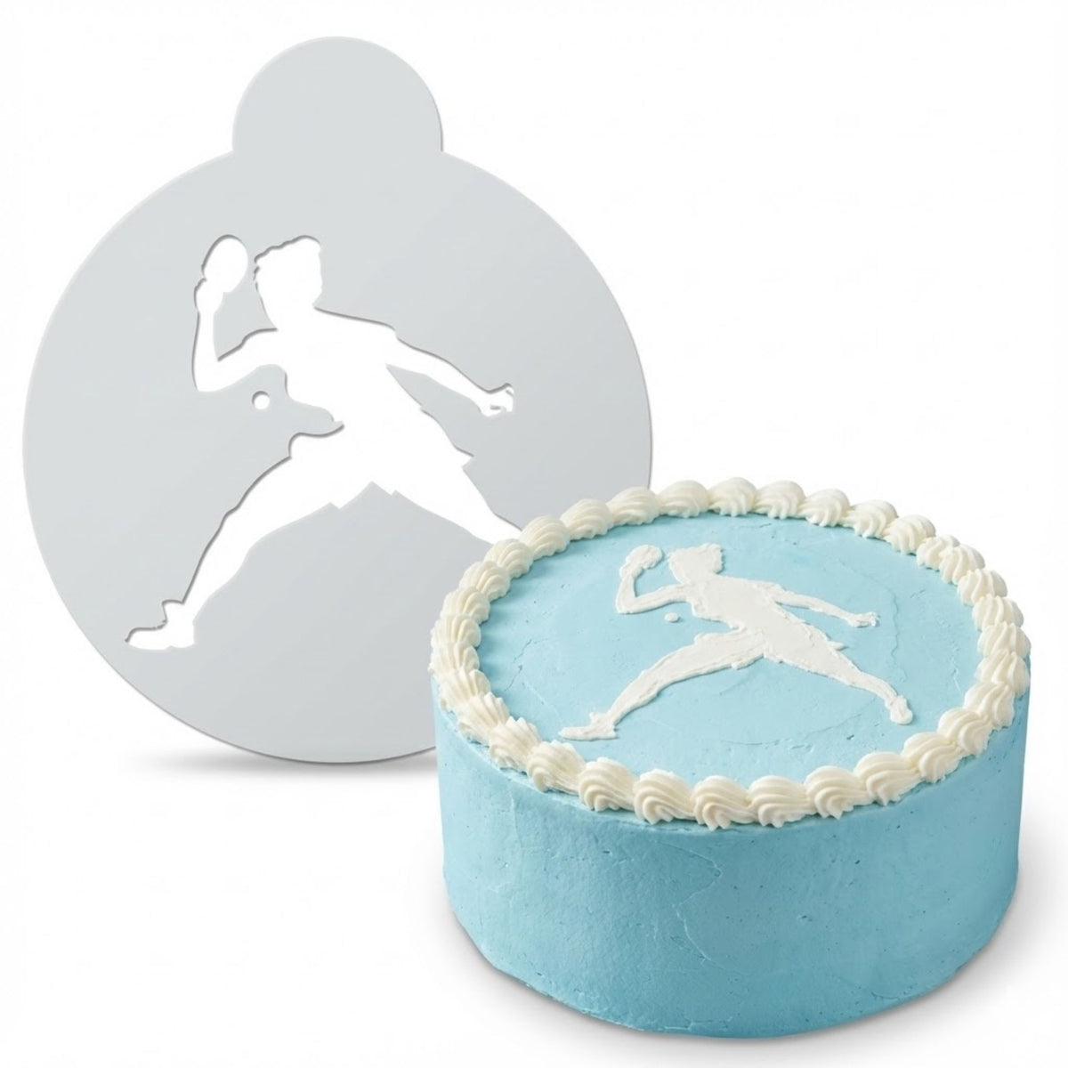 Table Tennis Player | Round Cake Top Stencil – Reusable Cake Decorating Stencil