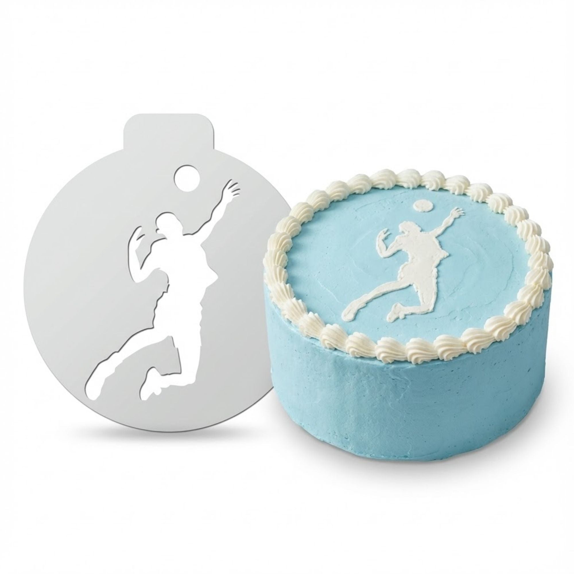 Volleyball Player | Round Cake Top Stencil – Reusable Cake Decorating Stencil