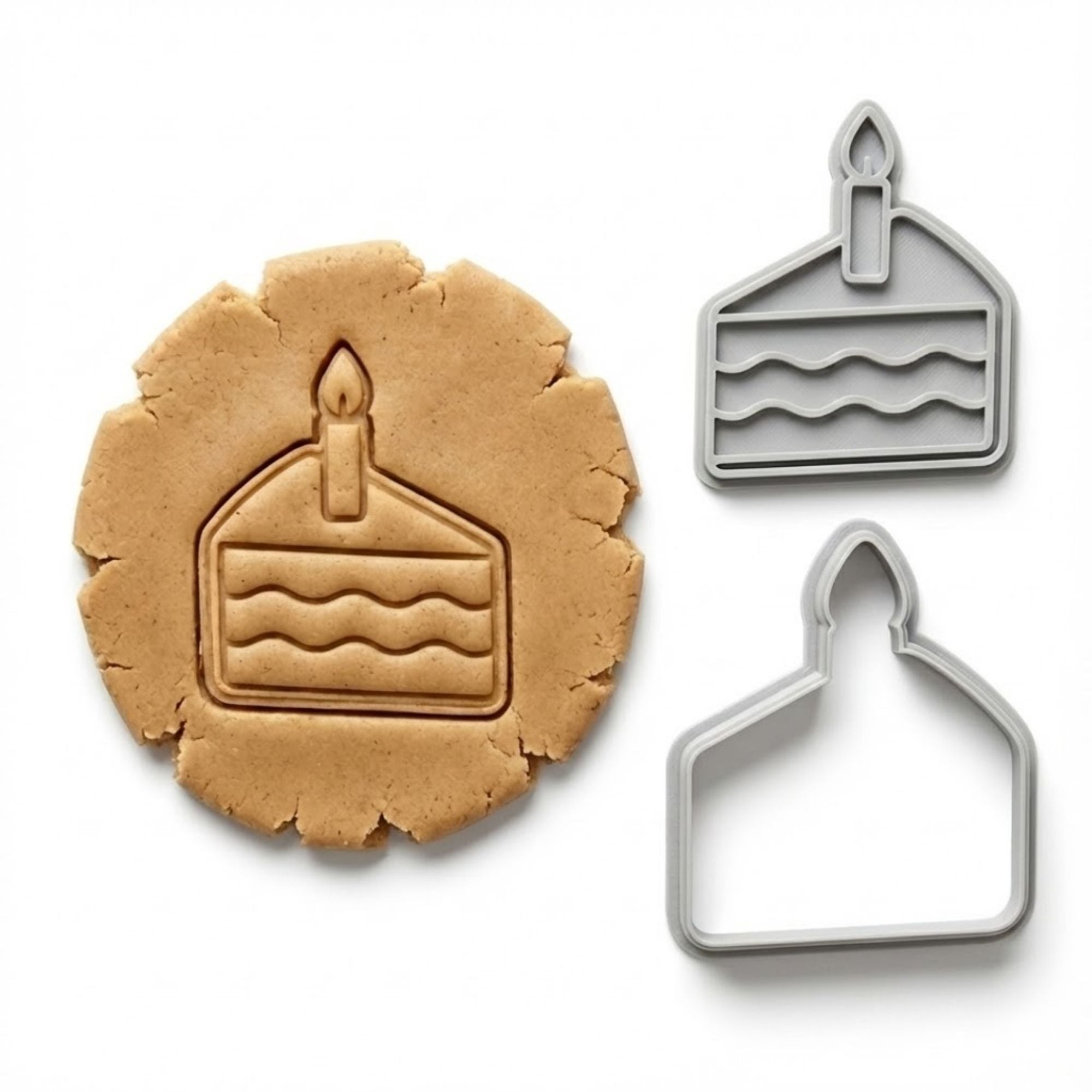 Celebration Cake Slice Cookie Cutter & Stamp Set | Food-Grade PLA