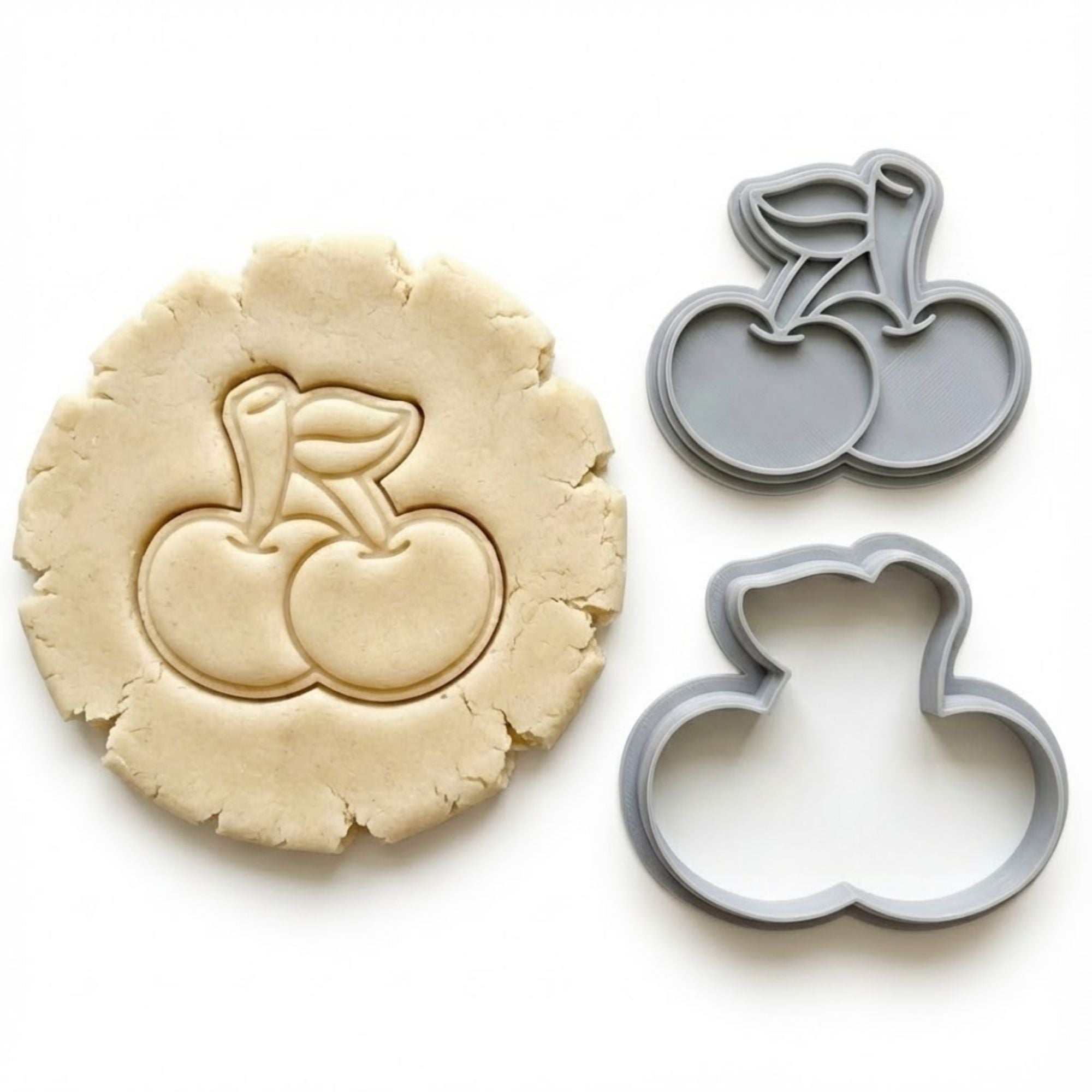Sweet Double Cherry Cookie Cutter & Stamp Set | Food-Grade PLA