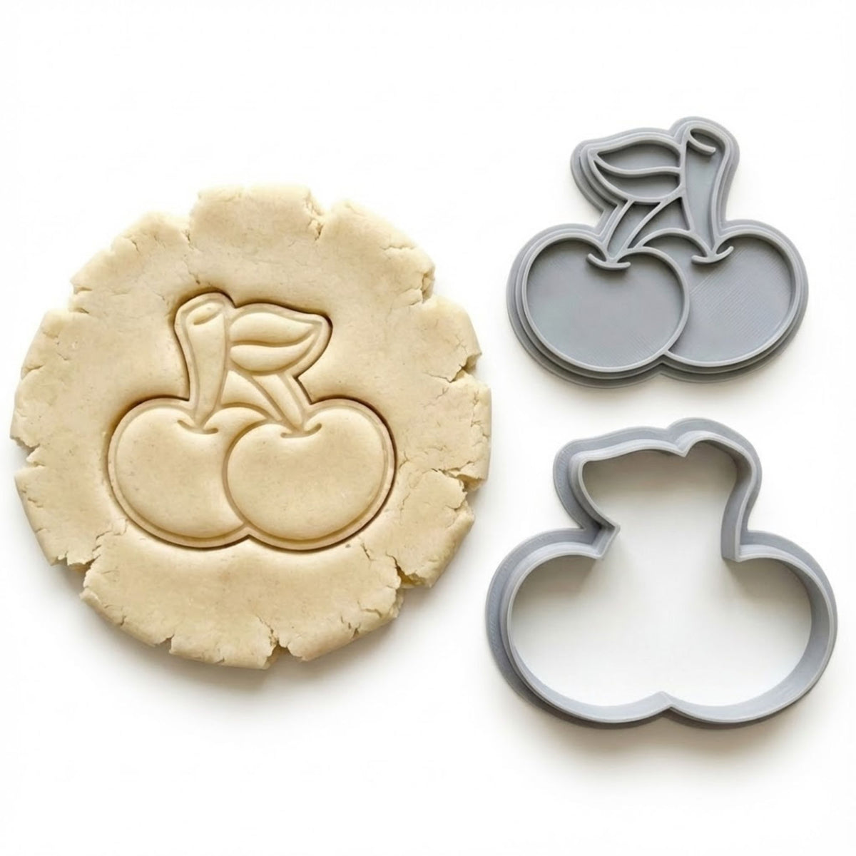 Sweet Double Cherry Cookie Cutter & Stamp Set | Food-Grade PLA