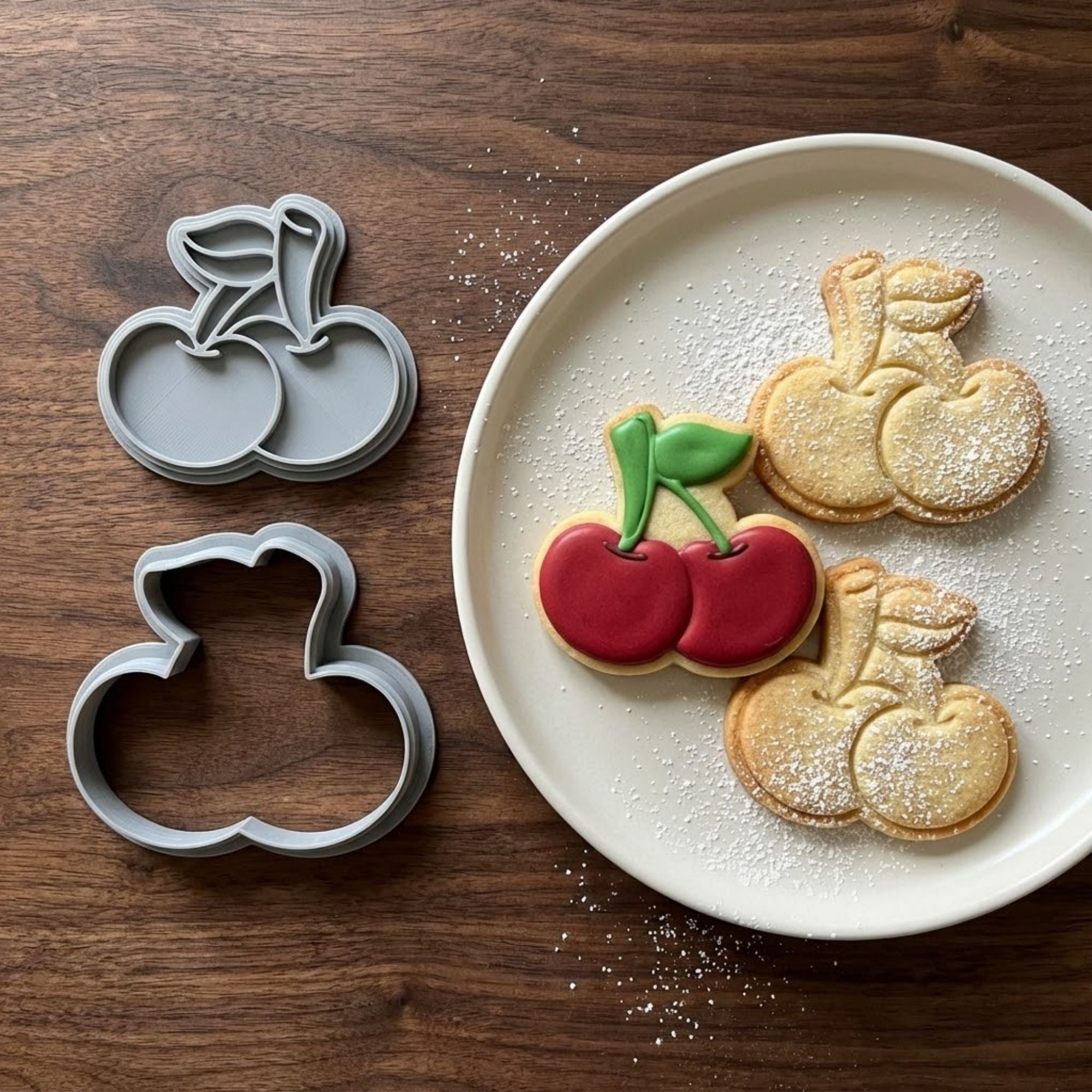 Sweet Double Cherry Cookie Cutter & Stamp Set | Food-Grade PLA