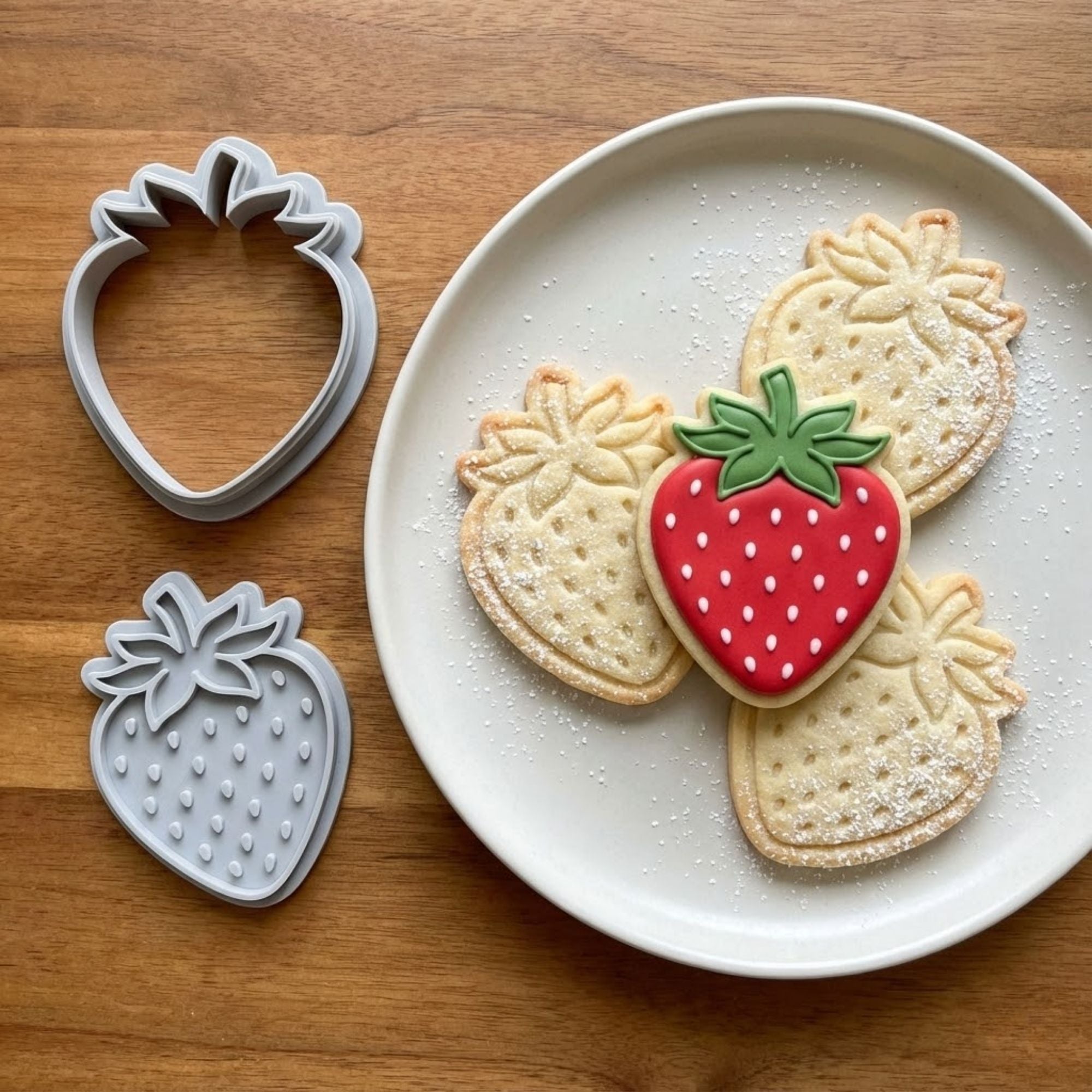 Fresh Strawberry Cookie Cutter & Stamp Set | Food-Grade PLA
