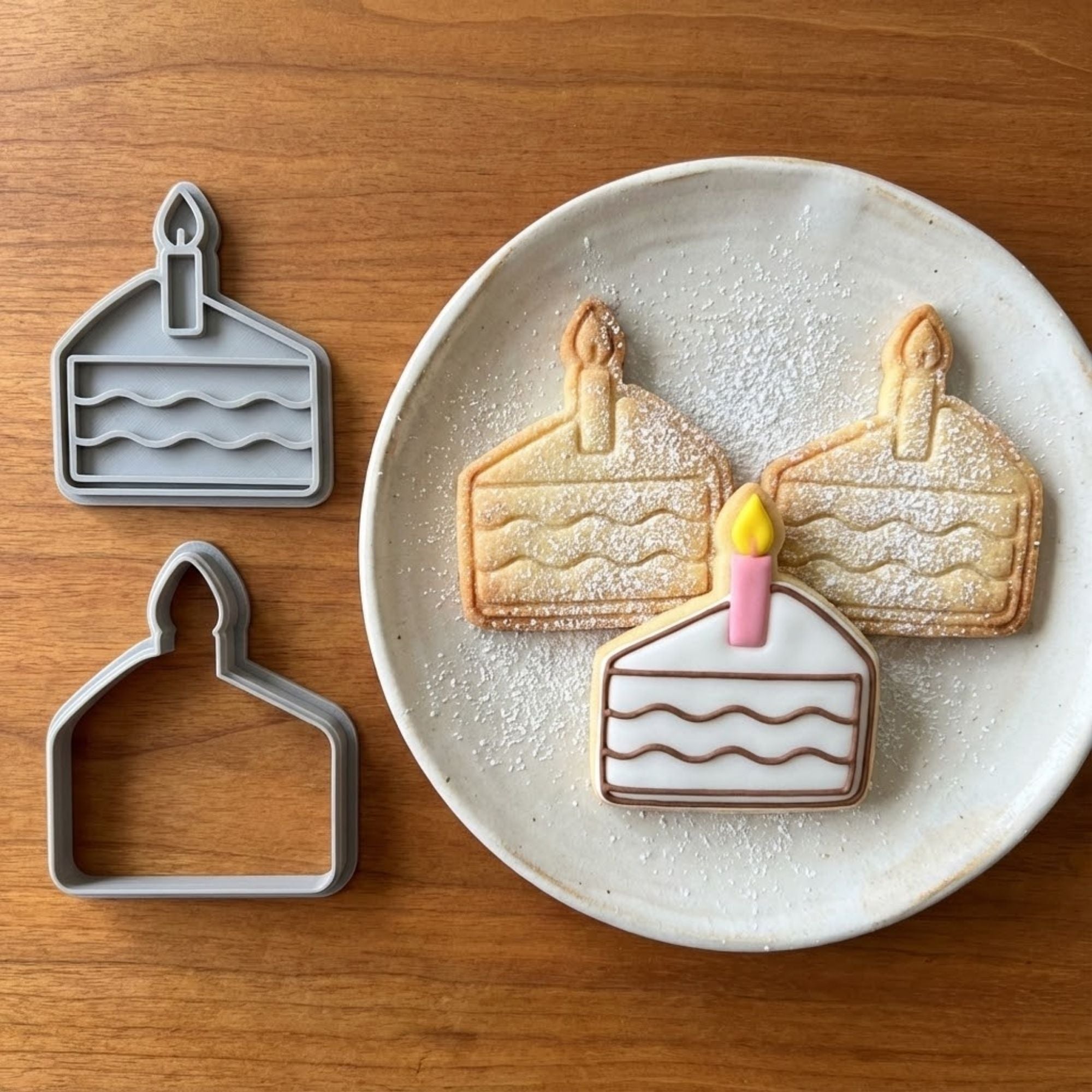 Celebration Cake Slice Cookie Cutter & Stamp Set | Food-Grade PLA