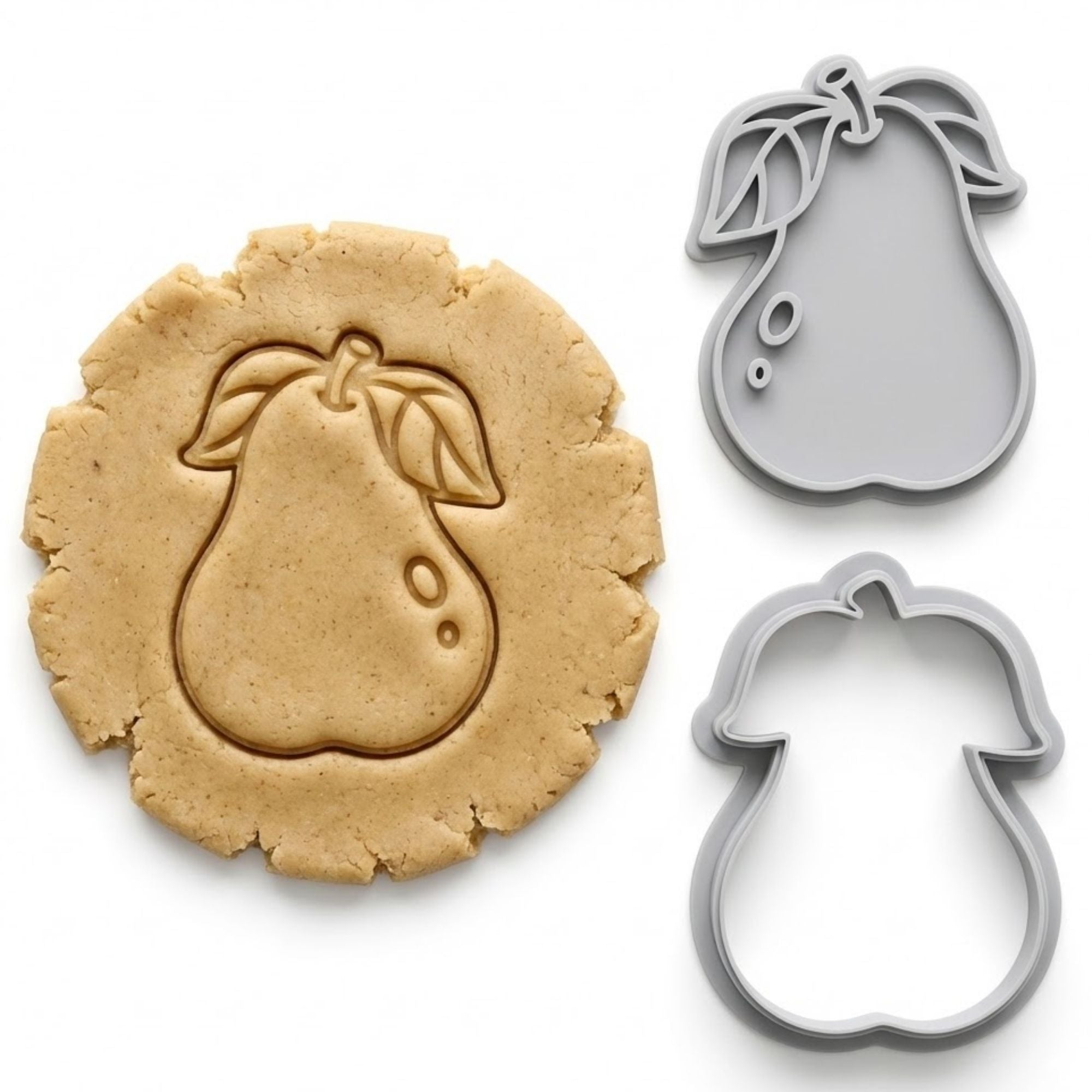 Elegant Pear Cookie Cutter & Stamp Set | Food-Grade PLA