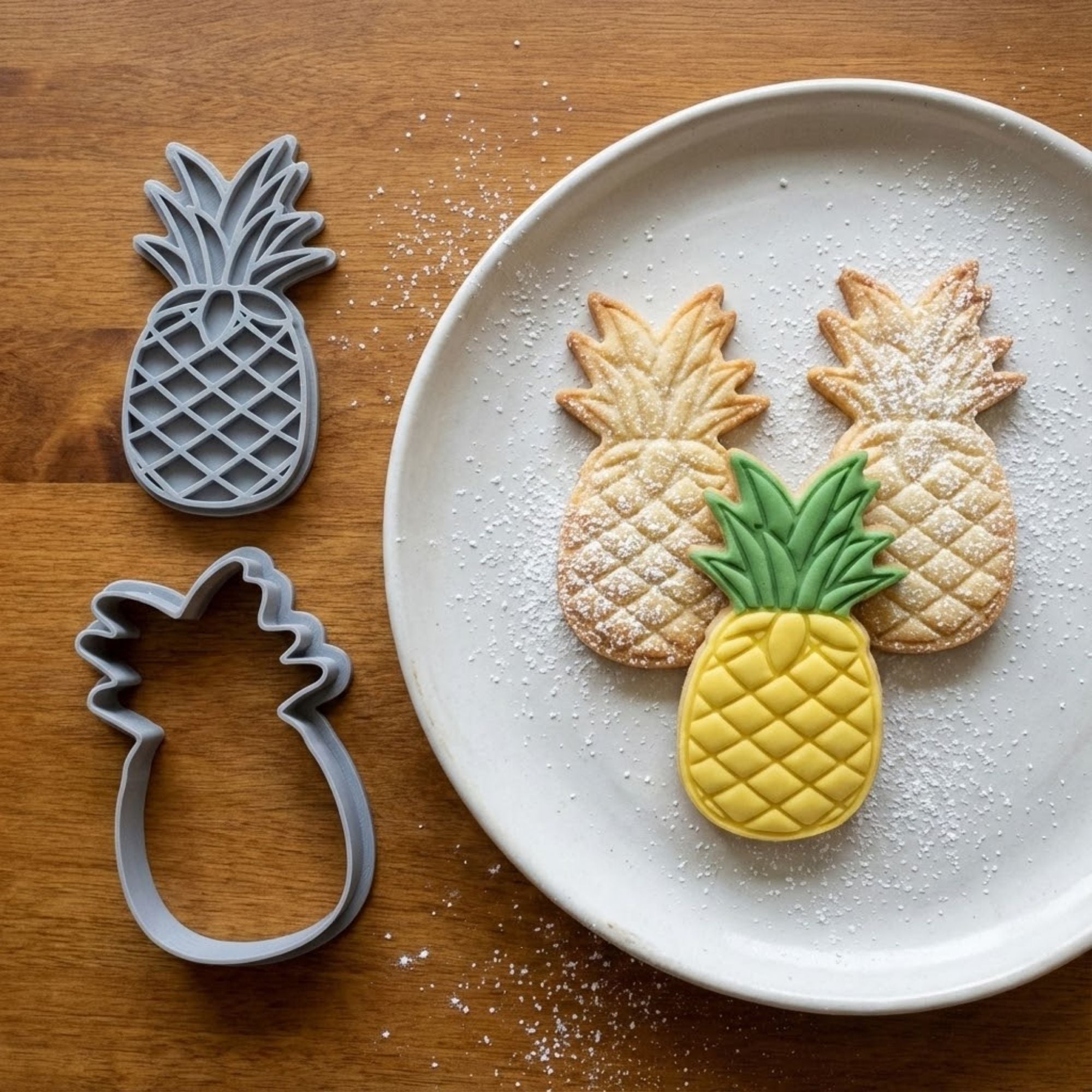 Tropical Pineapple Cookie Cutter & Stamp Set | Food-Grade PLA