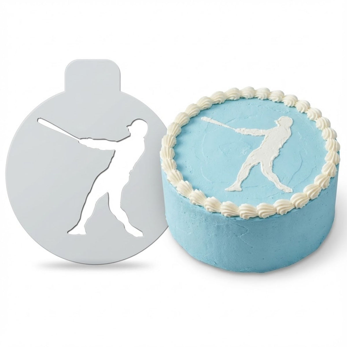 Baseball Batter | Round Cake Top Stencil – Reusable Cake Decorating Stencil