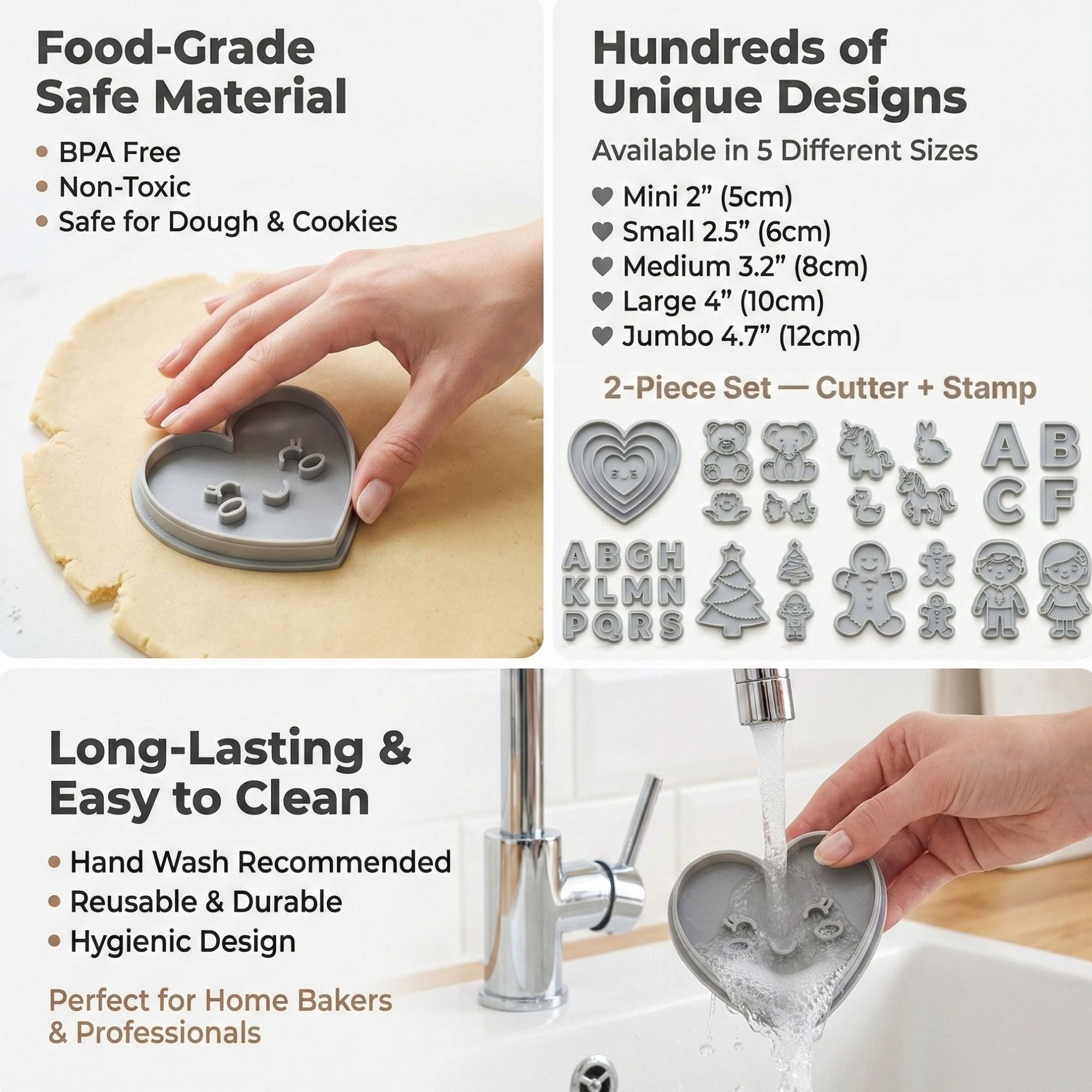 Hexagon with Corner Leaf Sprig Cookie Cutter & Stamp | Food-Grade PLA