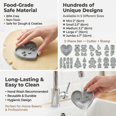 Hexagon with Corner Leaf Sprig Cookie Cutter & Stamp | Food-Grade PLA