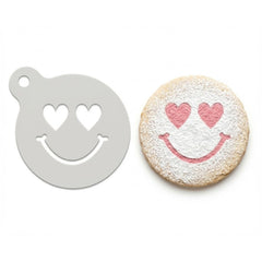 Heart-Eyed Smile Icon | Coffee, Cocktail & Cookie Stencil - Washable DIY Beverage Art Tool