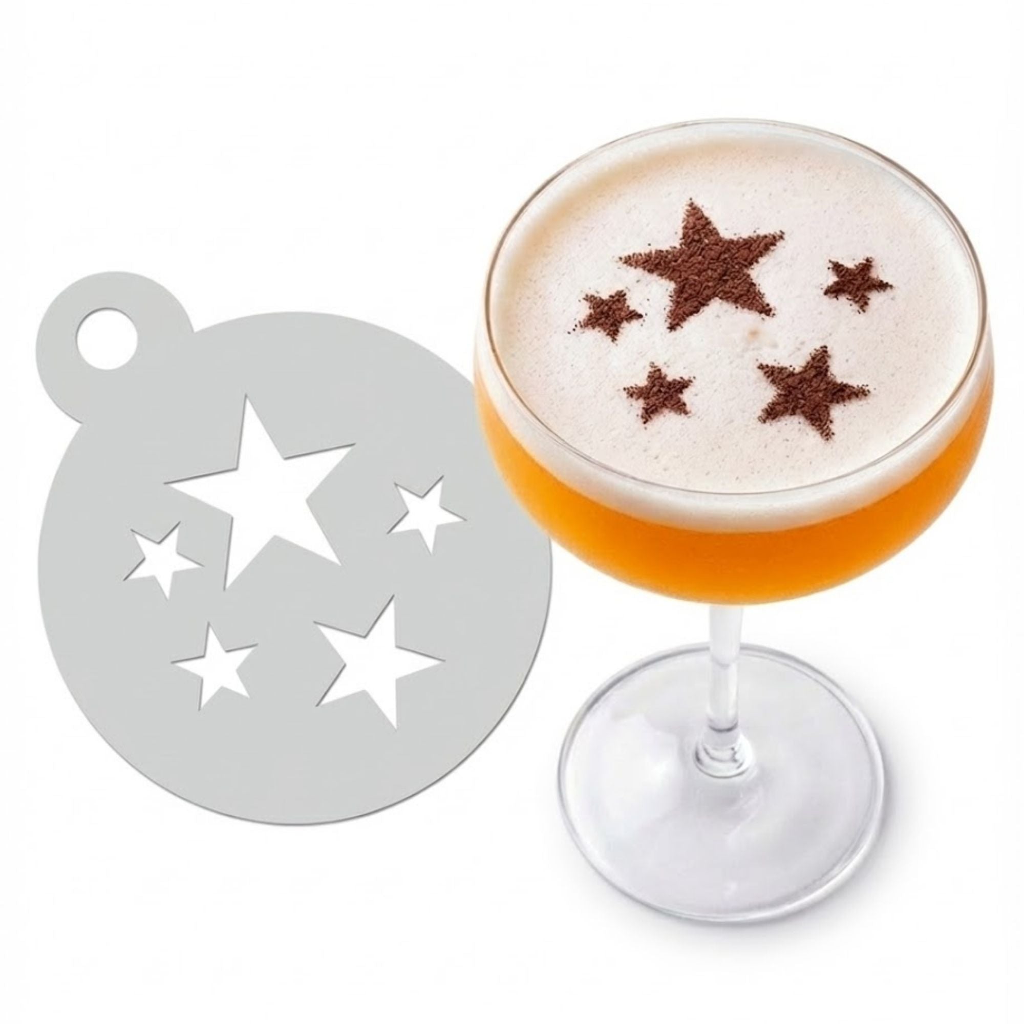 🎁 CADEAU GRATUIT Étoiles Célestes | Pochoir Café, Cocktail et Biscuits - PET de qualité alimentaire