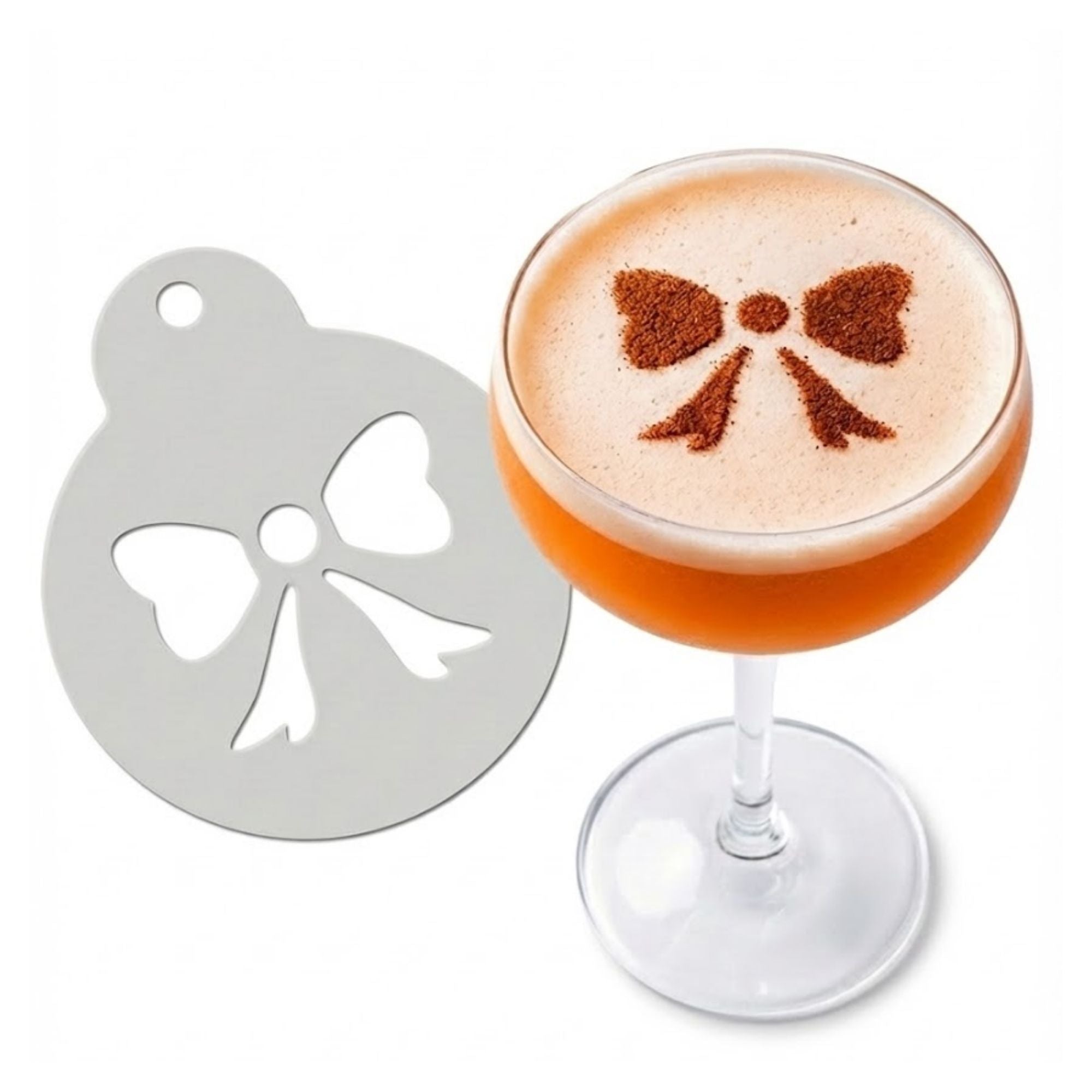 Elegant Gift Bow | Coffee, Cocktail & Cookie Stencil - Washable DIY Beverage Art Tool