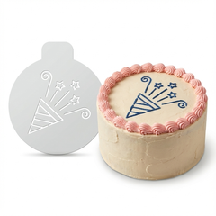 Party Popper Burst | Round Cake Top Stencil – Reusable Cake Decorating Stencil