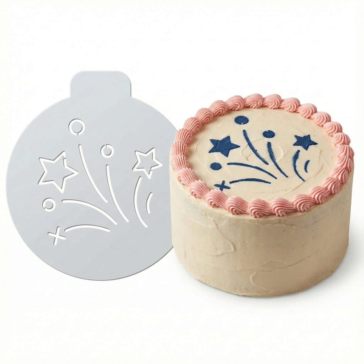 Fireworks Stars | Round Cake Top Stencil – Reusable Cake Decorating Stencil