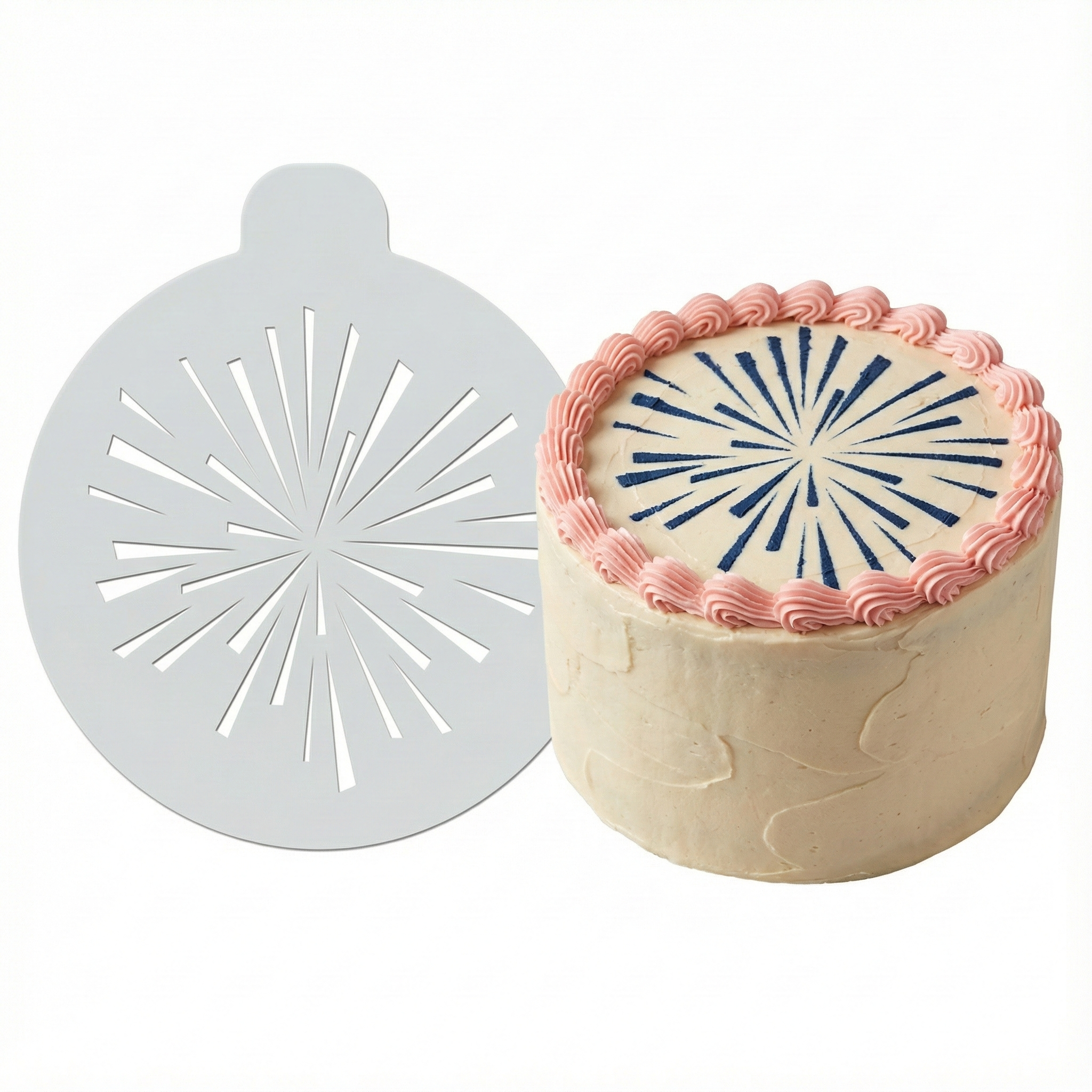 Fireworks Sunburst | Round Cake Top Stencil – Reusable Cake Decorating Stencil