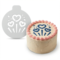 Festive Hearts Burst | Round Cake Top Stencil – Reusable Cake Decorating Stencil