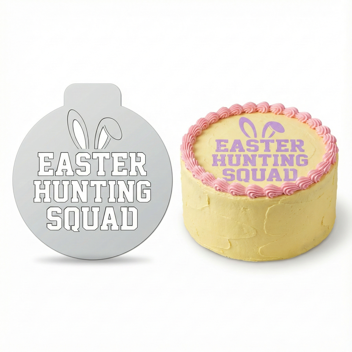 Easter Hunting Squad | Round Cake Top Stencil – Reusable Cake Decorating Stencil