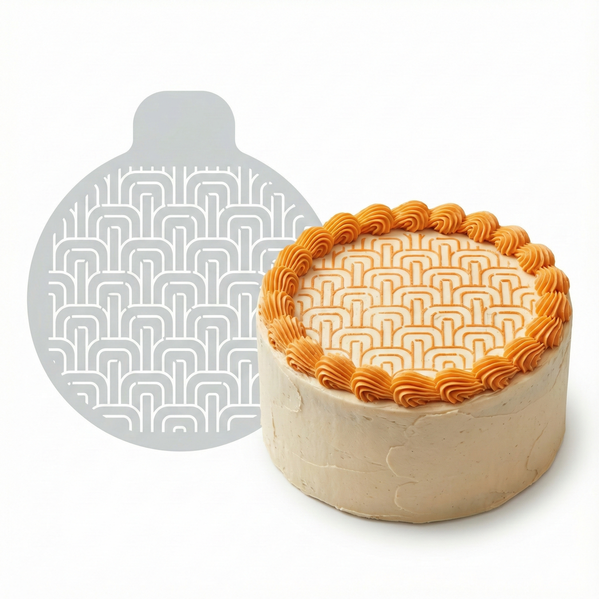 Art Deco Arch | Round Cake Top Stencil – Reusable Cake Decorating Stencil