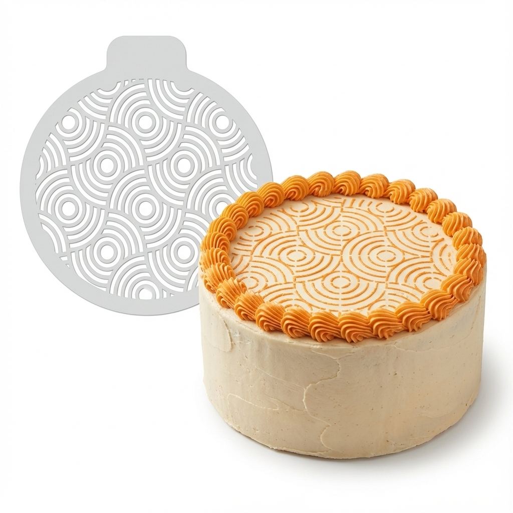 Abstract Concentric Circles | Round Cake Top Stencil – Reusable Cake Decorating Stencil
