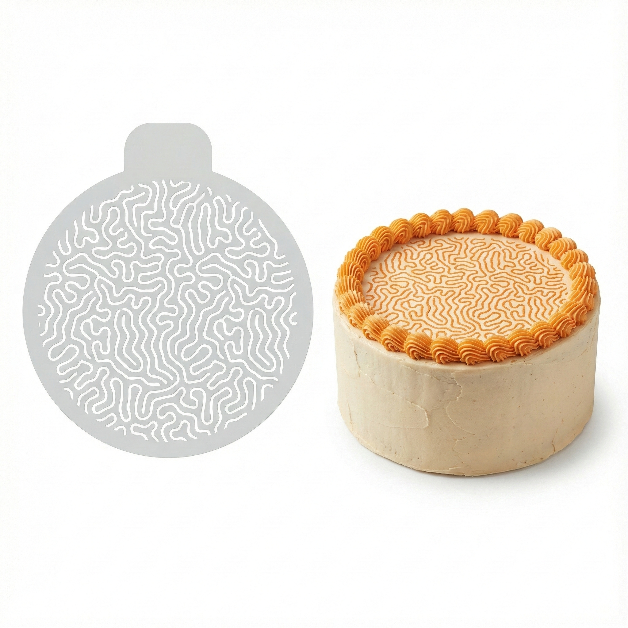 Organic Maze Abstract | Round Cake Top Stencil – Reusable Cake Decorating Stencil
