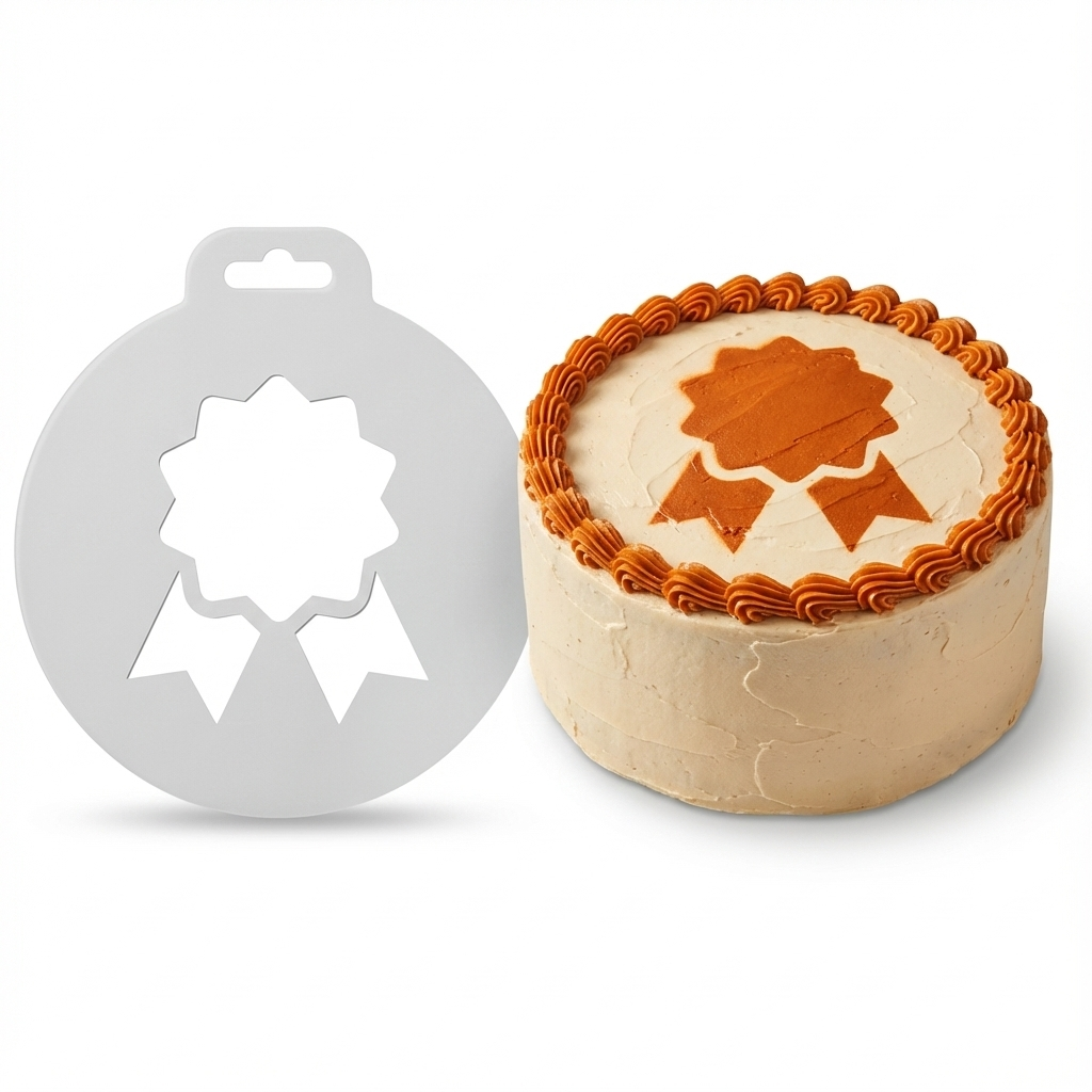 Award Ribbon | Round Cake Top Stencil – Reusable Cake Decorating Stencil