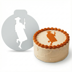 Female Graduate Silhouette | Round Cake Top Stencil – Reusable Cake Decorating Stencil